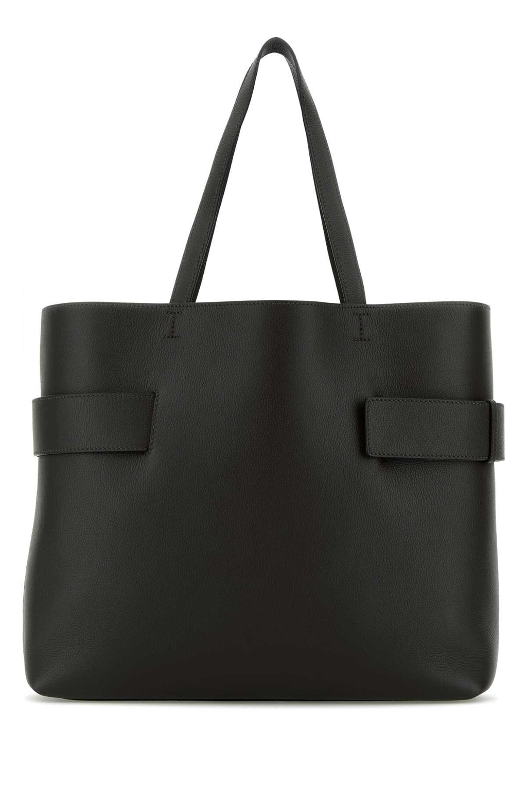 Alexander Mcqueen Women Black Leather T-Bar Shopping Bag