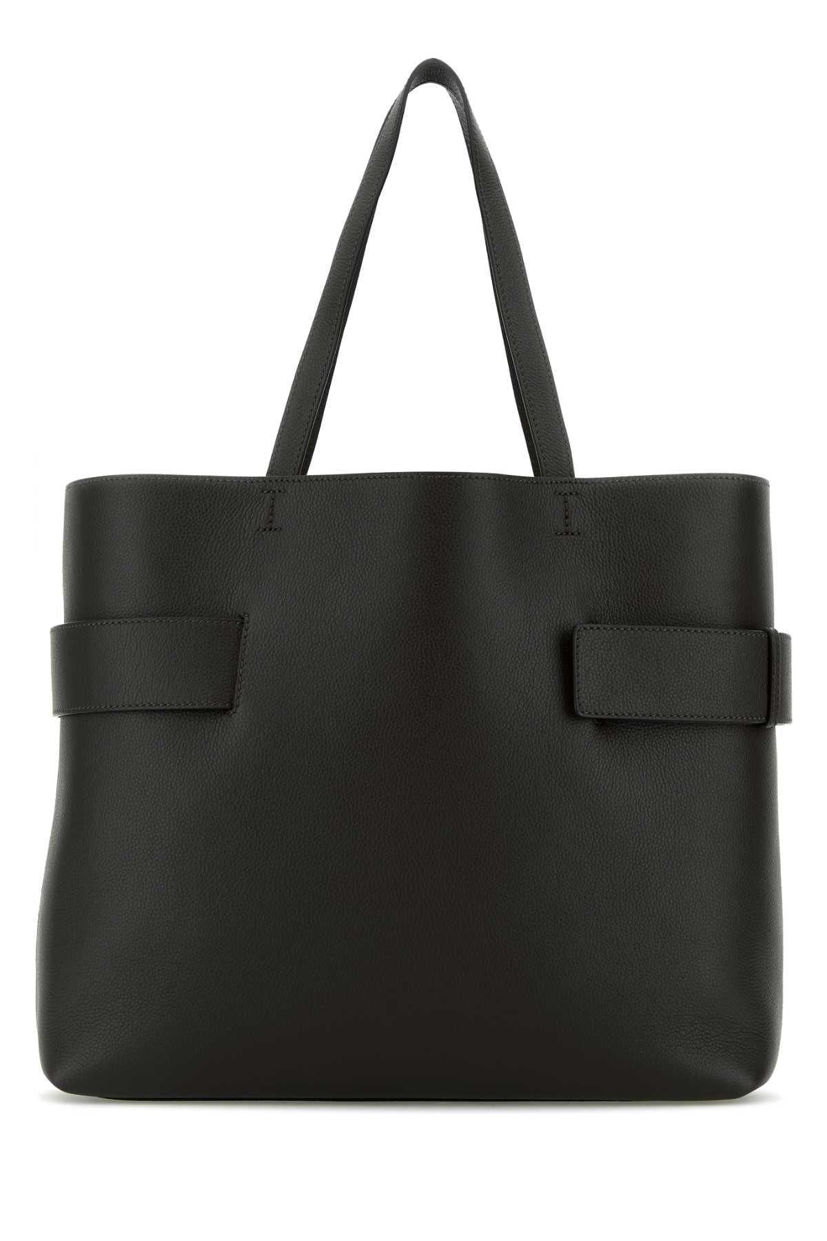 Alexander Mcqueen Women Black Leather T-Bar Shopping Bag