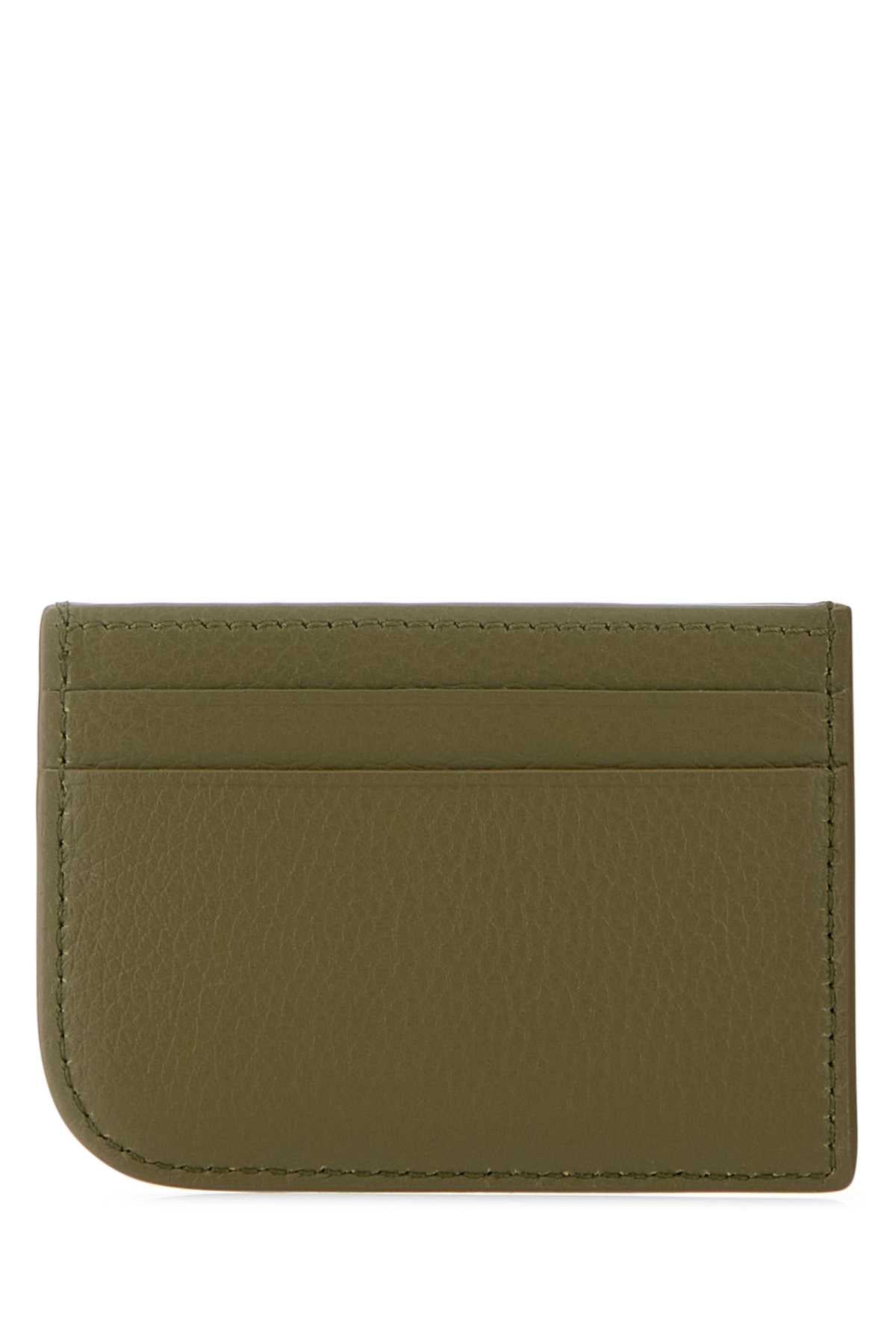 Alexander Mcqueen Men Army Green Leather Card Holder