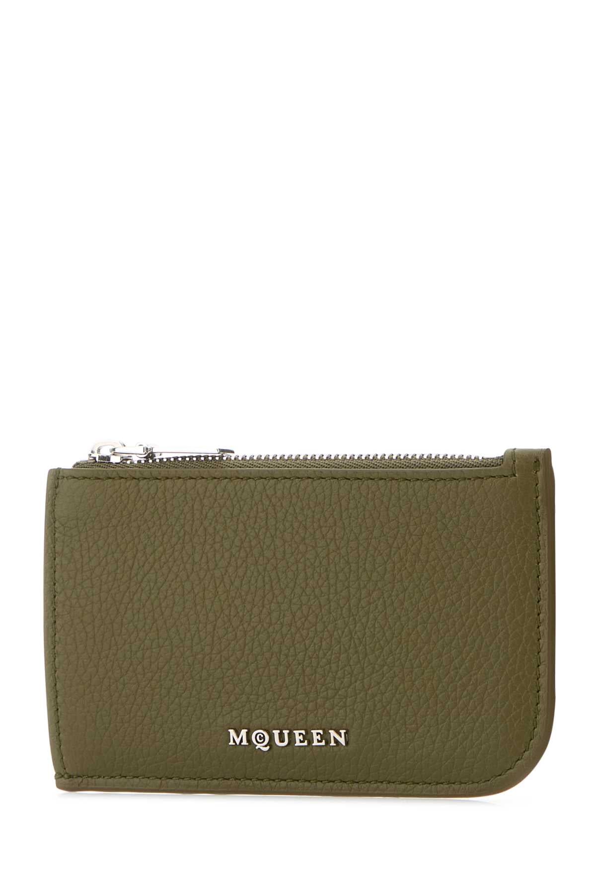 Alexander Mcqueen Men Army Green Leather Card Holder