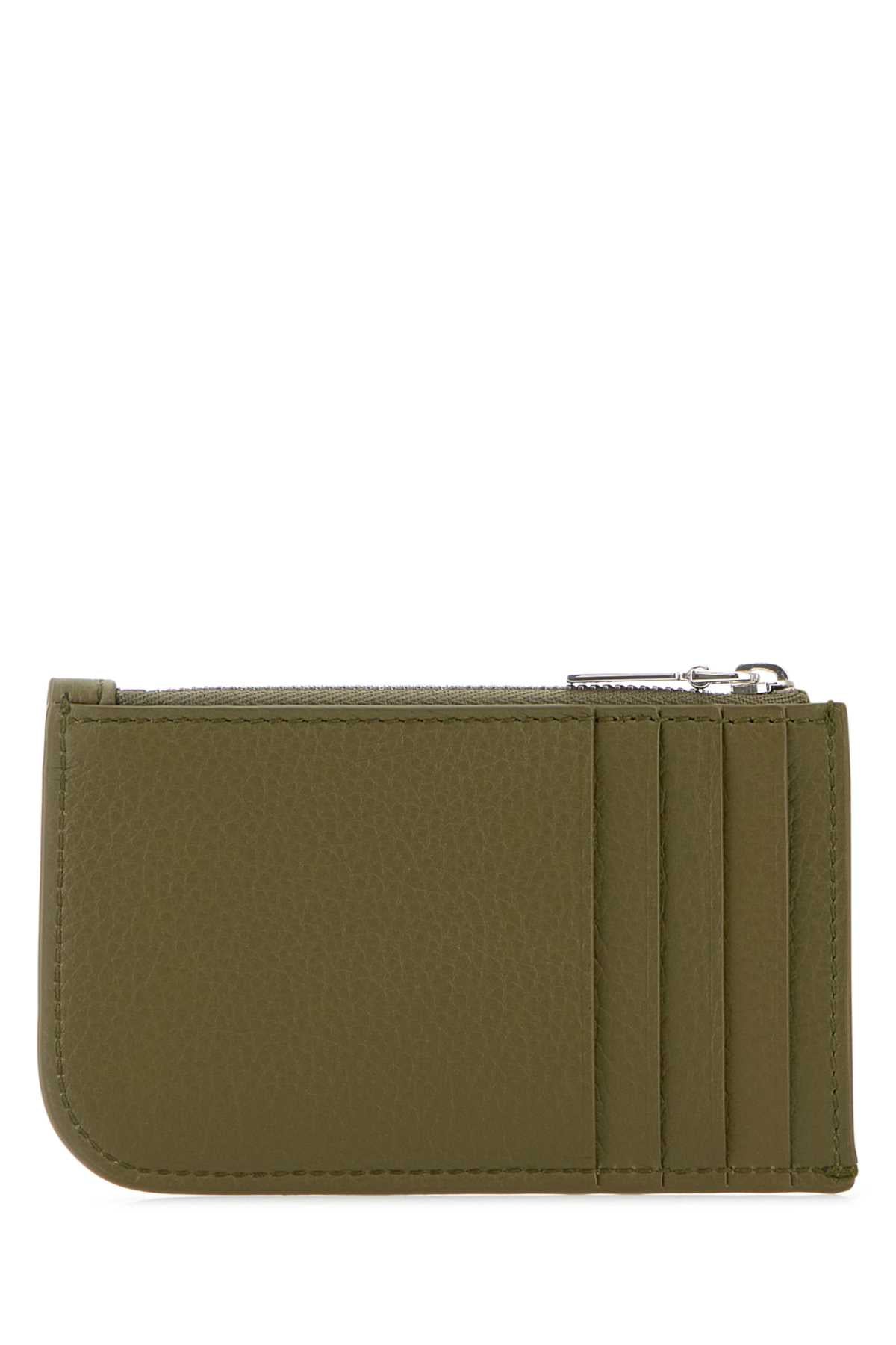 Alexander Mcqueen Men Army Green Leather Card Holder