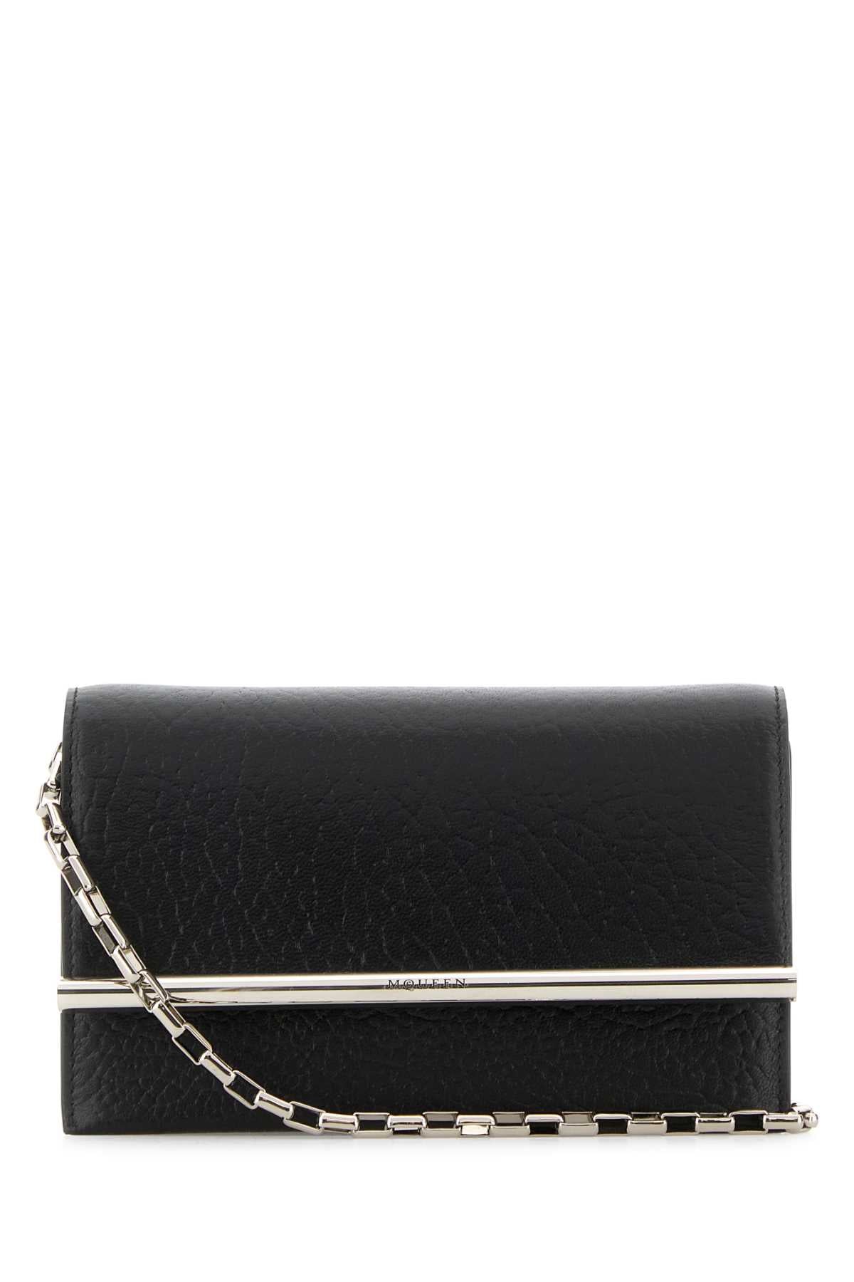 Alexander Mcqueen Women Black Leather Mini Cross-Bar Clutch
