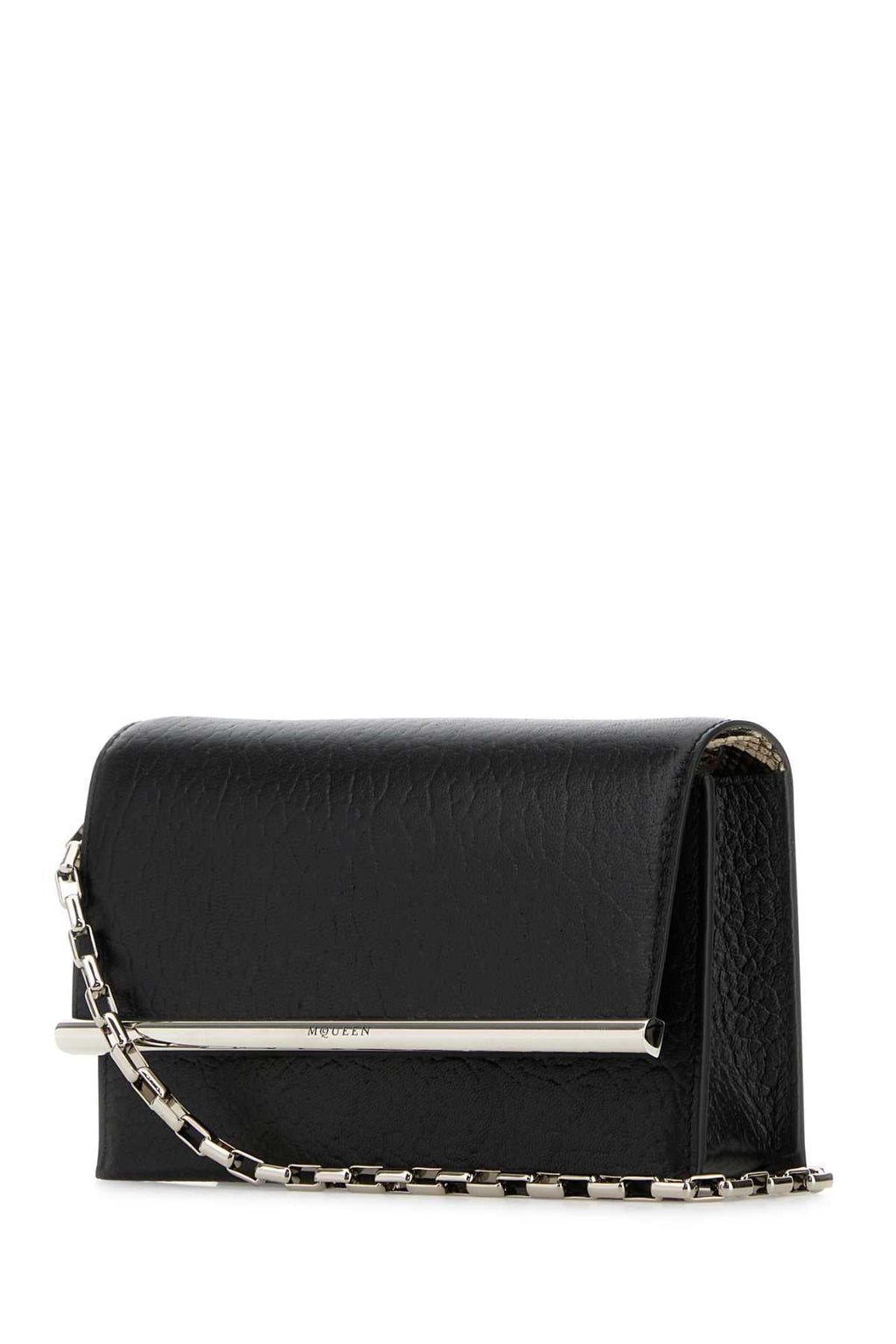 Alexander Mcqueen Women Black Leather Mini Cross-Bar Clutch