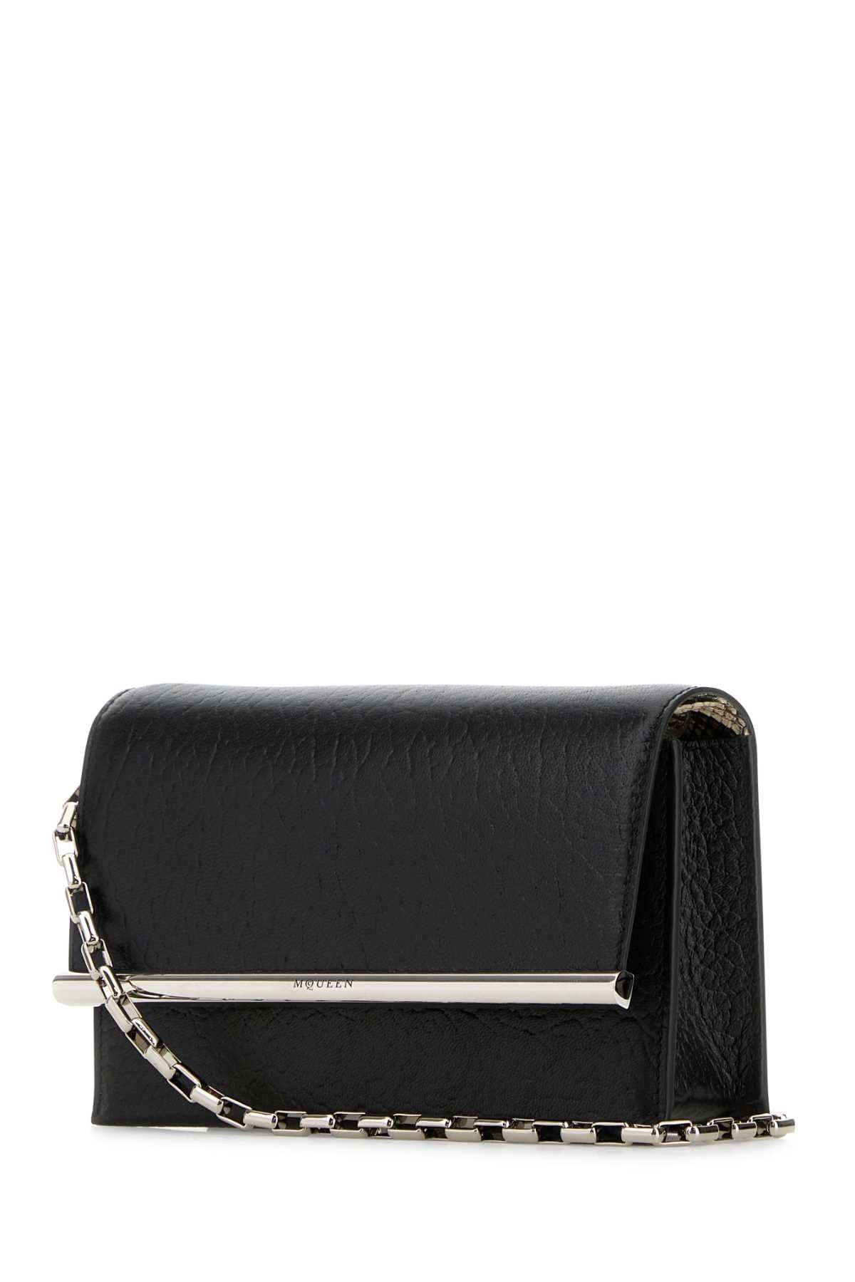 Alexander Mcqueen Women Black Leather Mini Cross-Bar Clutch
