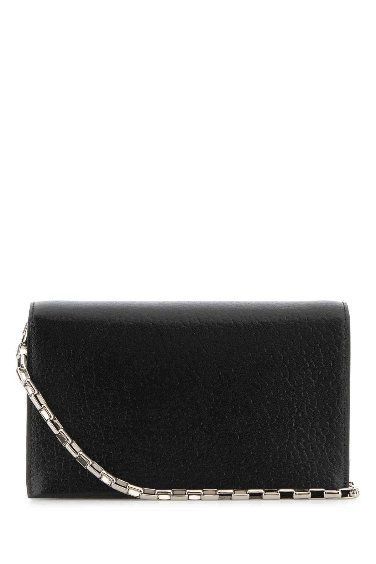 Alexander Mcqueen Women Black Leather Mini Cross-Bar Clutch