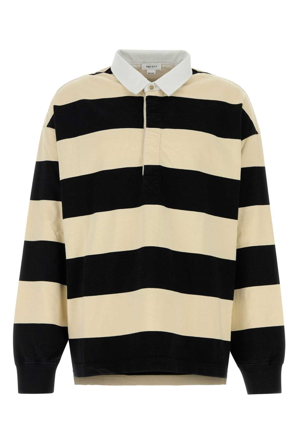 Alexander Mcqueen Men Embroidered Cotton Oversize Polo Shirt