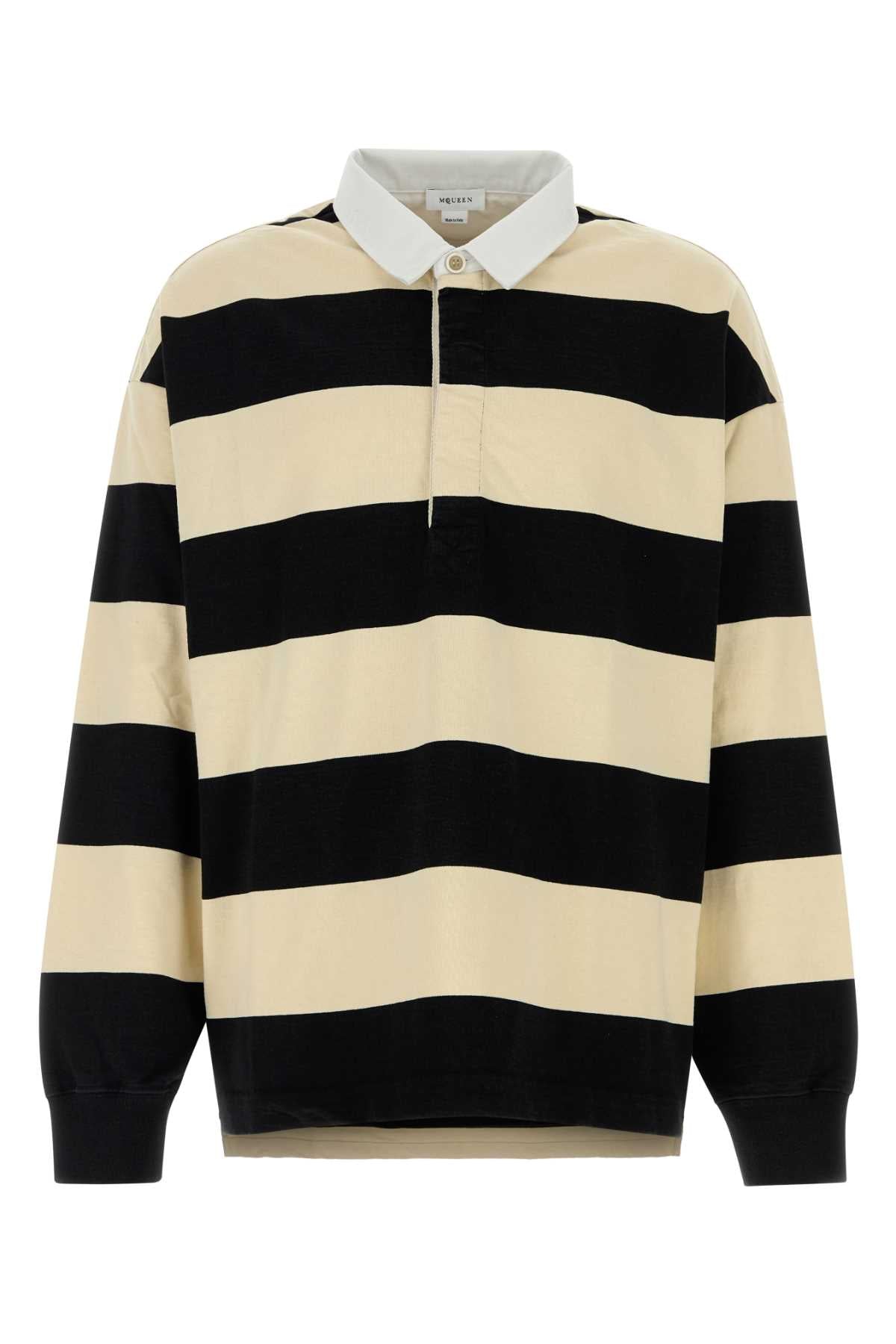 Alexander Mcqueen Men Embroidered Cotton Oversize Polo Shirt