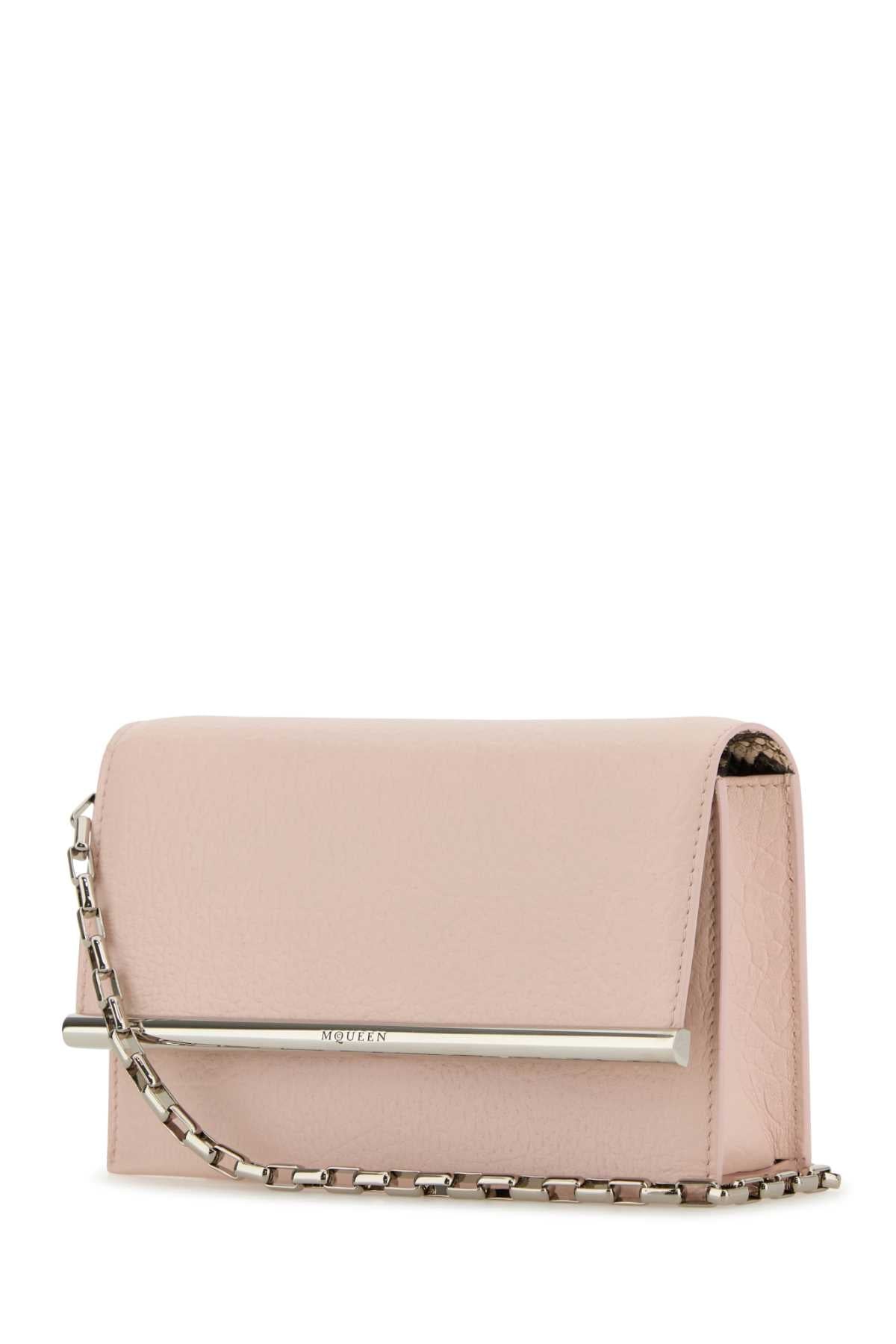 Alexander Mcqueen Women Pink Leather Mini Cross-Bar Clutch
