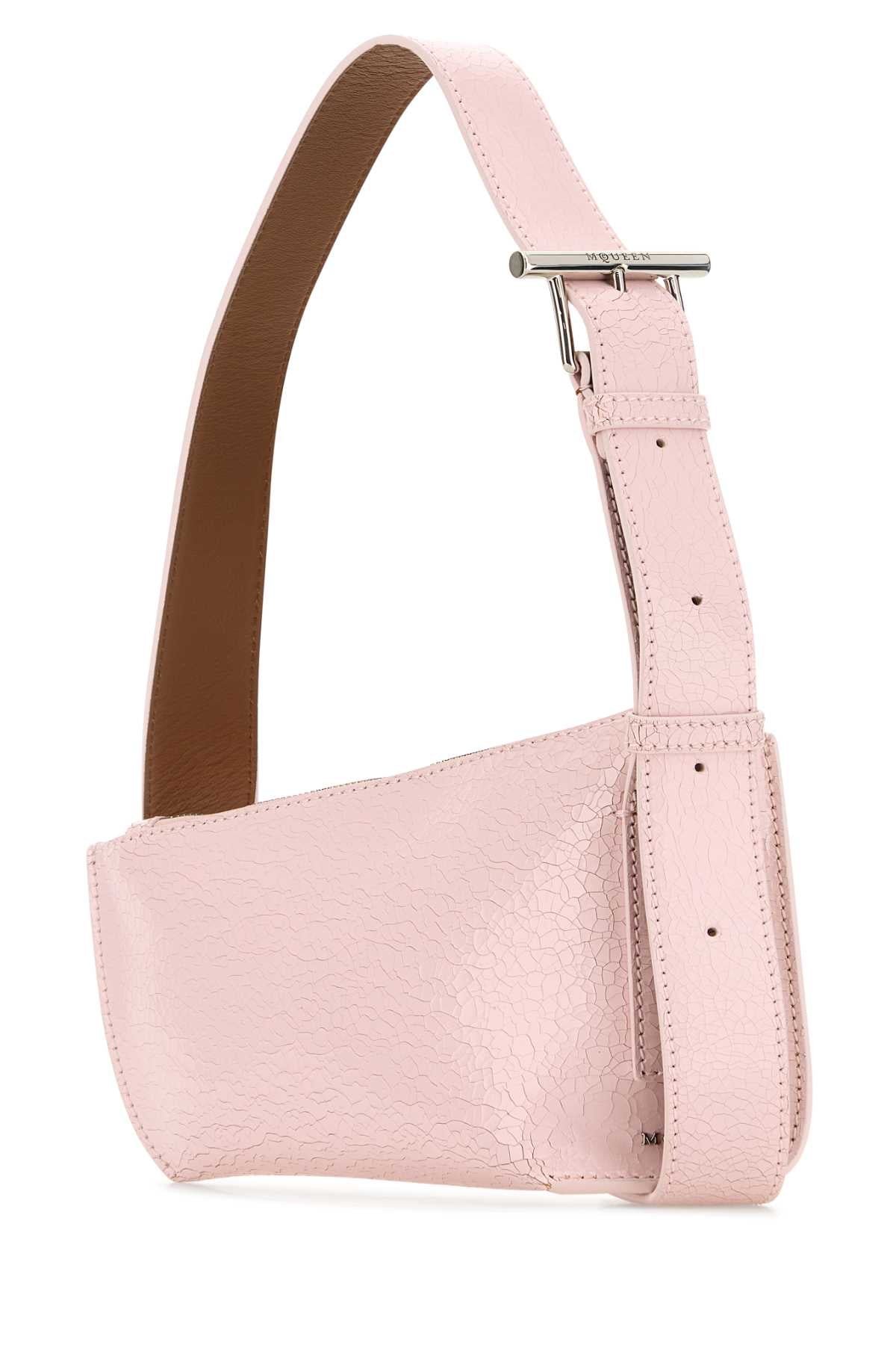 Alexander Mcqueen Women Pink Leather Sling T-Bar Crossbody Bag