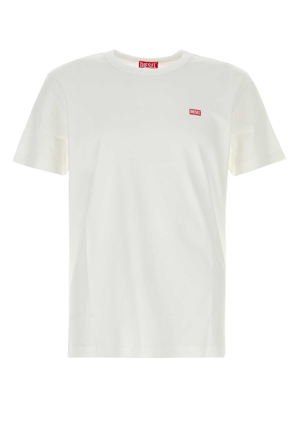 Diesel Men White Cotton T-Miegor-K77 T-Shirt