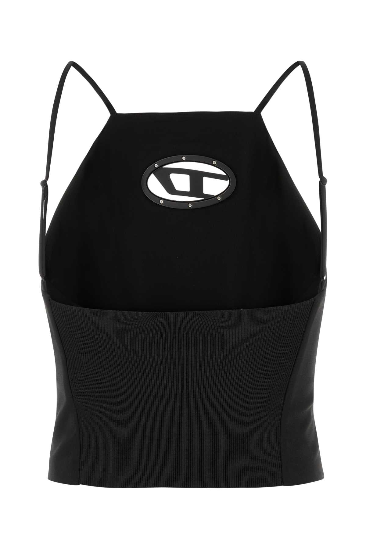 Diesel Women Black Stretch Polyester Blend T-Wilit Top