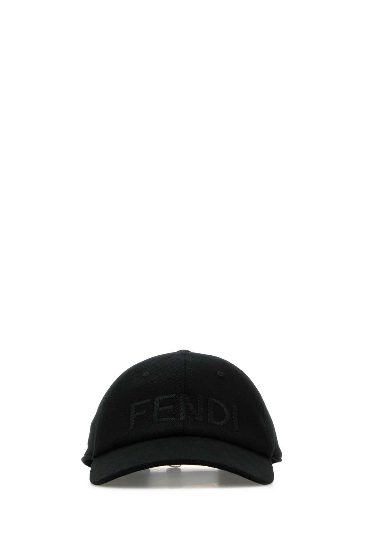 Fendi Men Black Stretch Cotton Baseball Cap