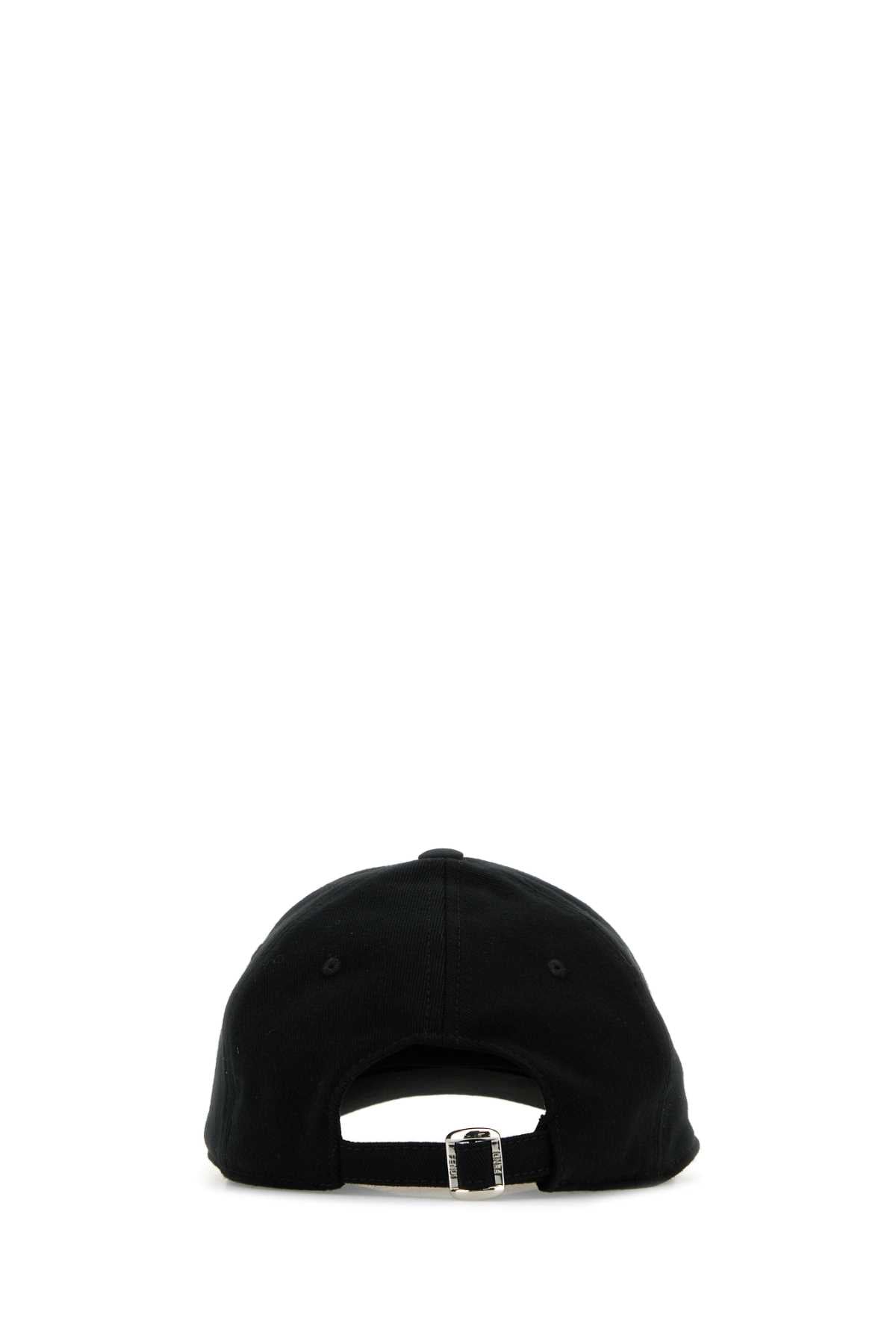 Fendi Men Black Stretch Cotton Baseball Cap