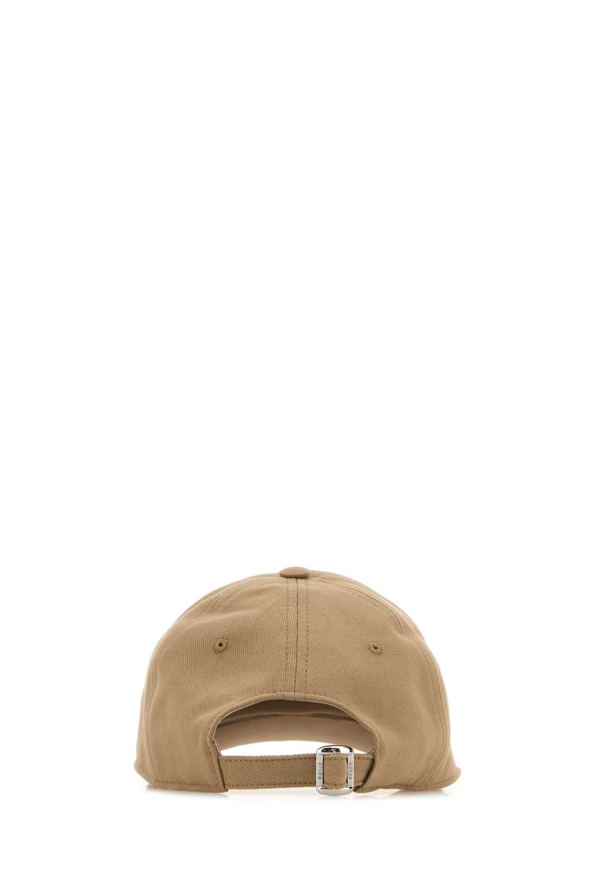 Fendi Men Camel Stretch Cotton Baseball Cap