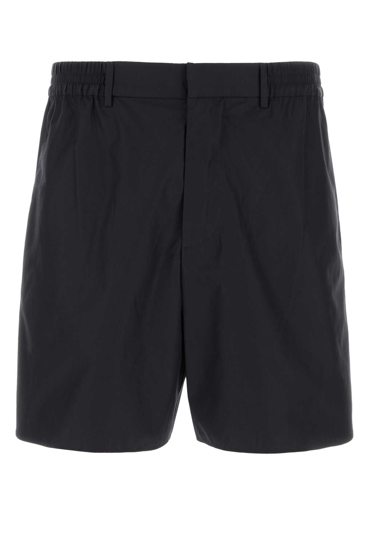 Fendi Men Black Poplin Bermuda Shorts
