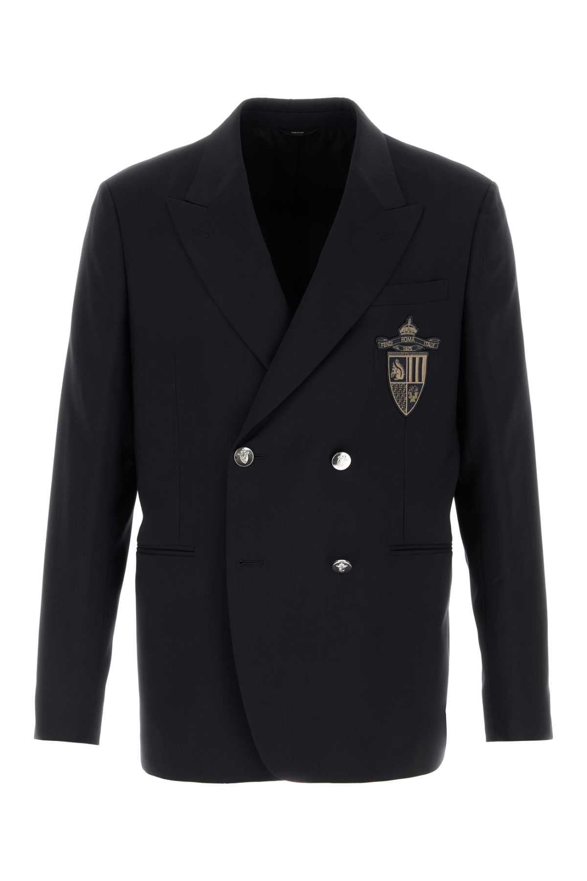 Fendi Men Midnight Blue Wool Blazer