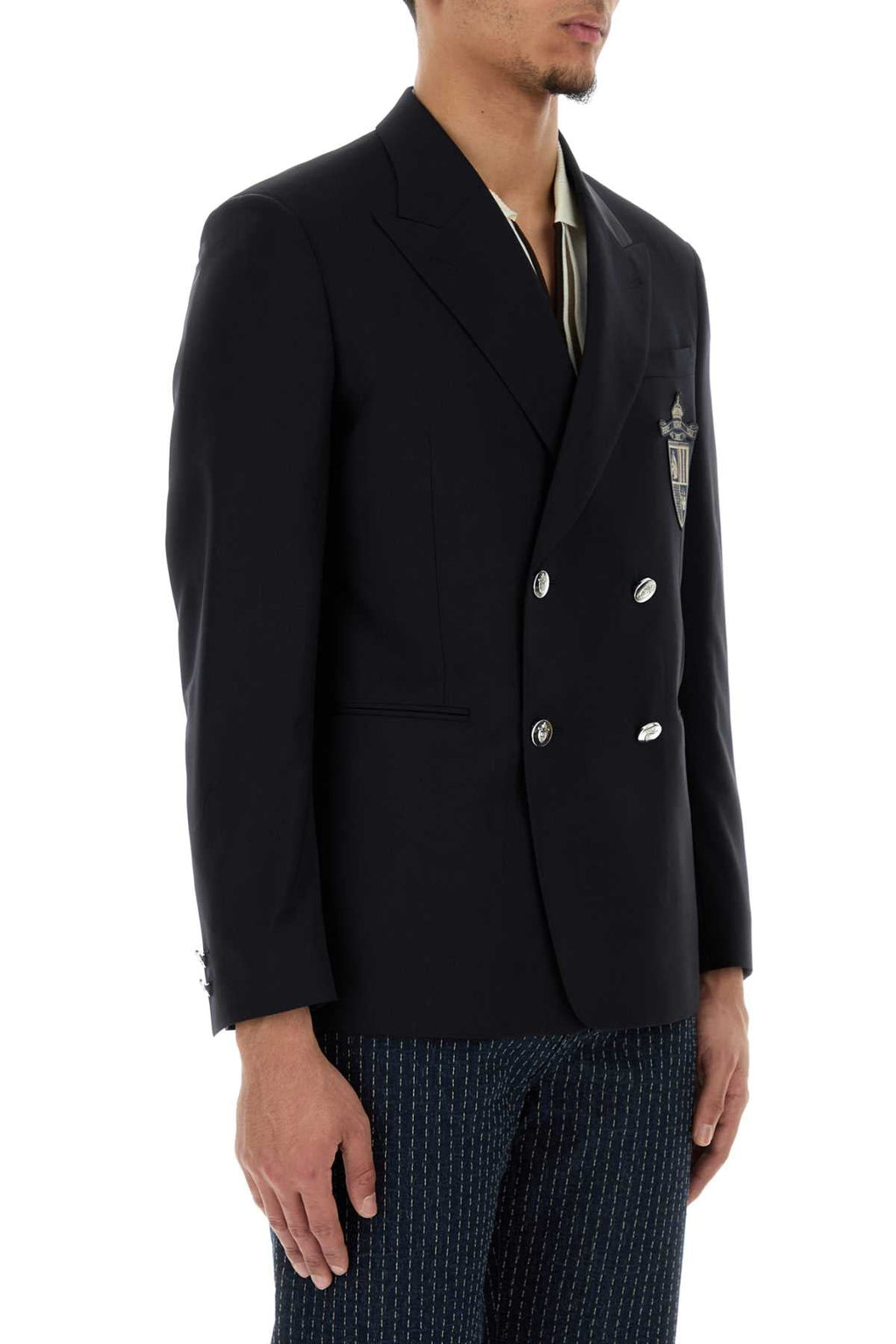 Fendi Men Midnight Blue Wool Blazer