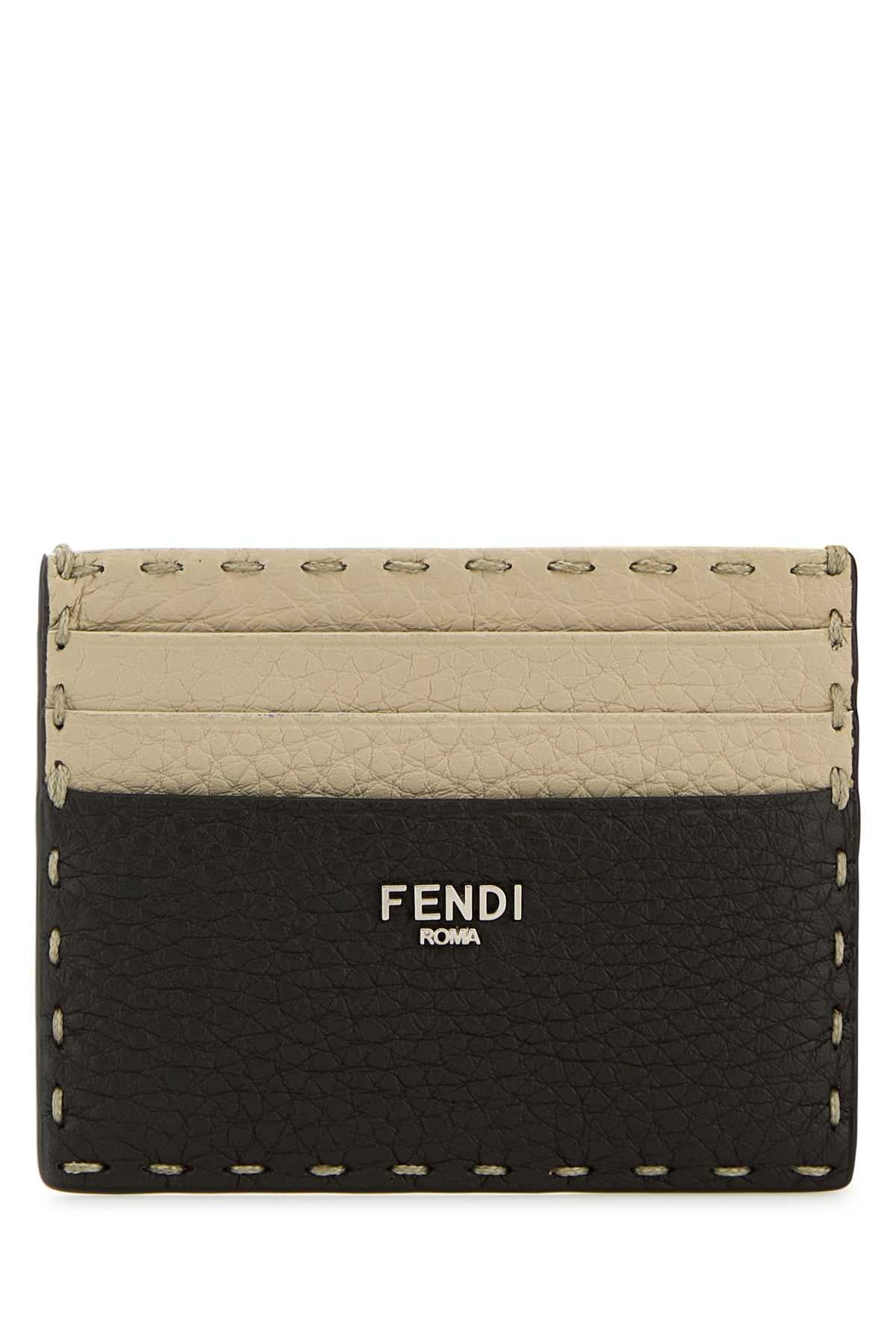 Fendi Men Two-Tone Leather Sellerie Card Holder