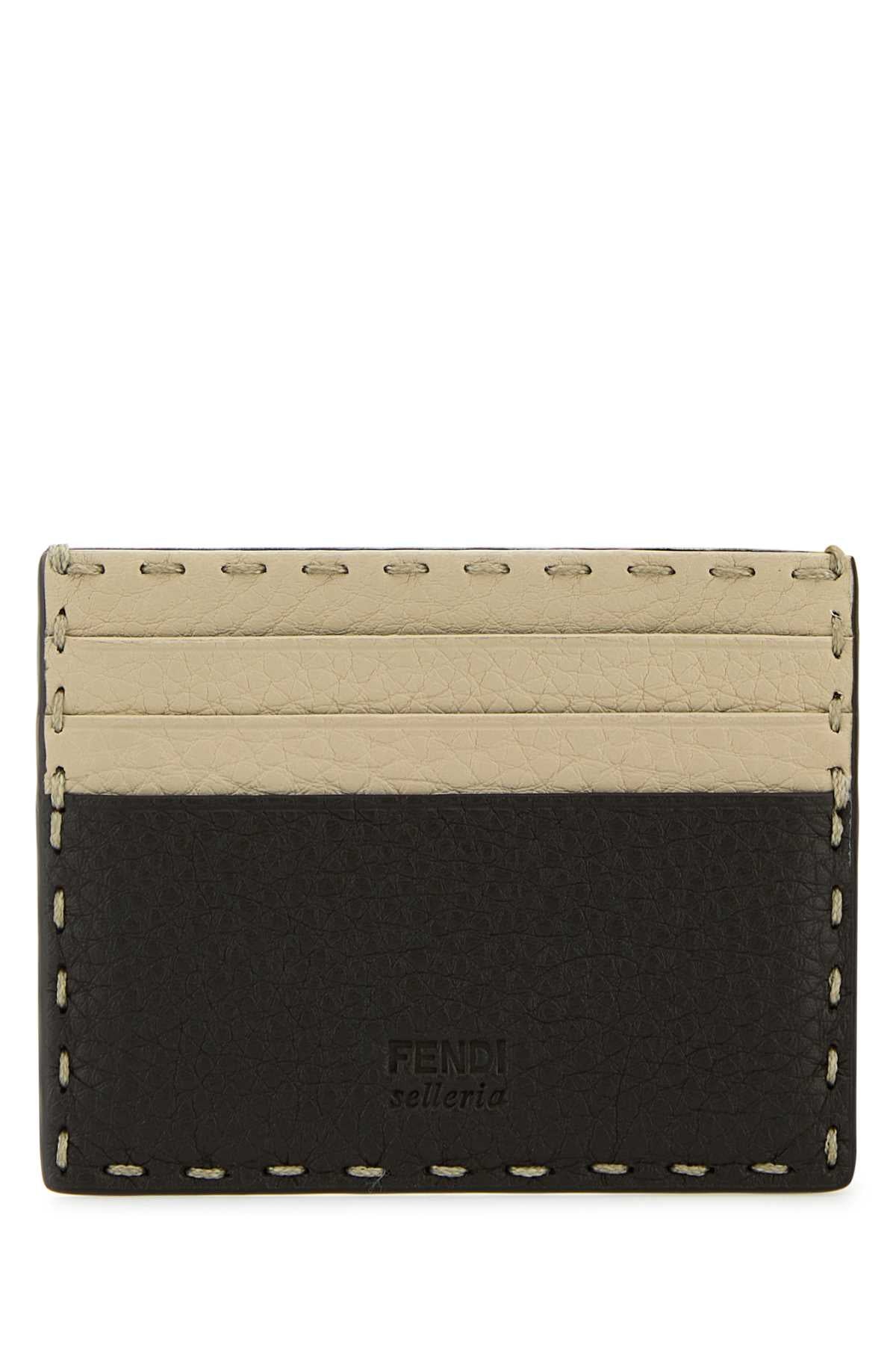 Fendi Men Two-Tone Leather Sellerie Card Holder