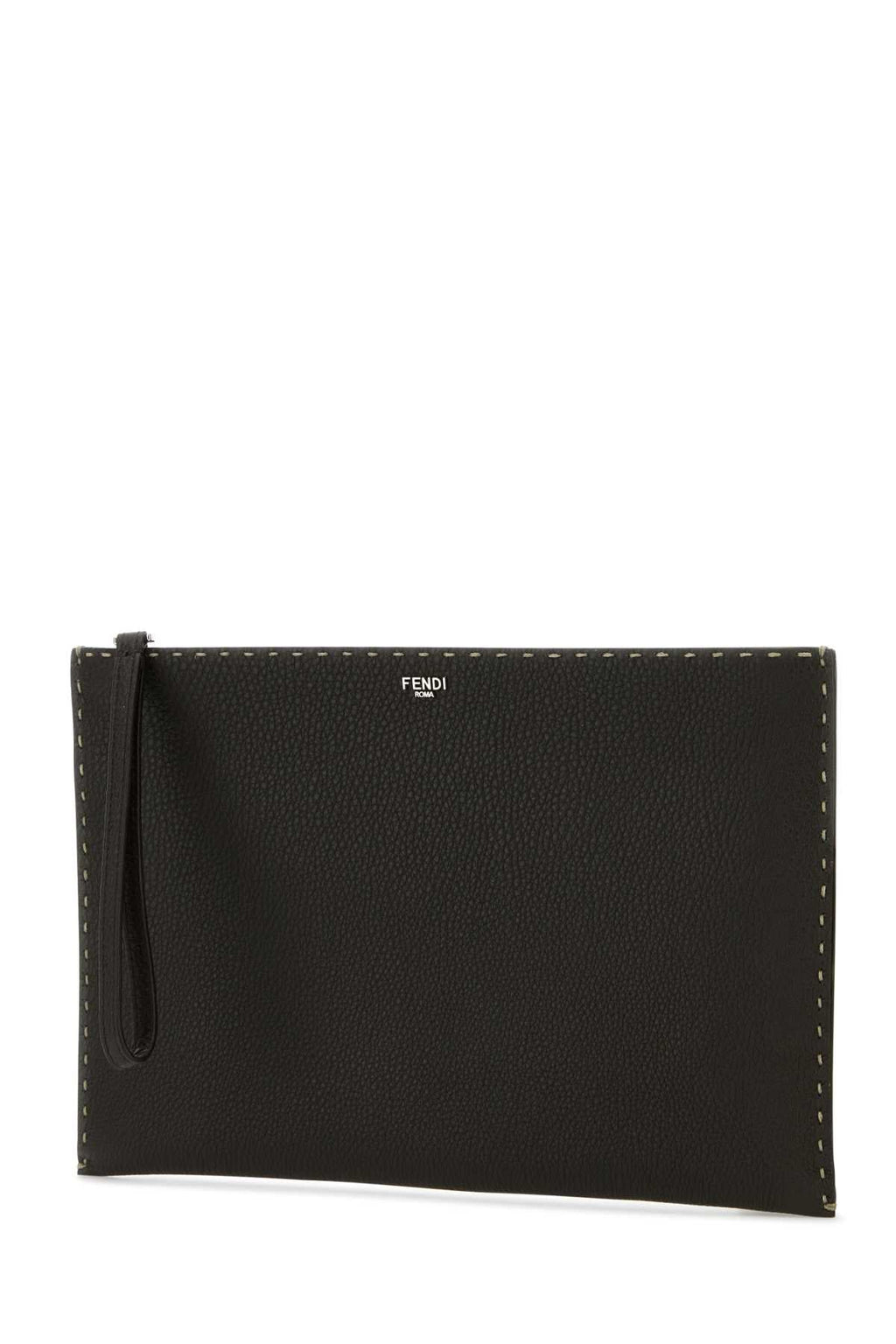 Fendi Men Dark Brown Leather Clutch