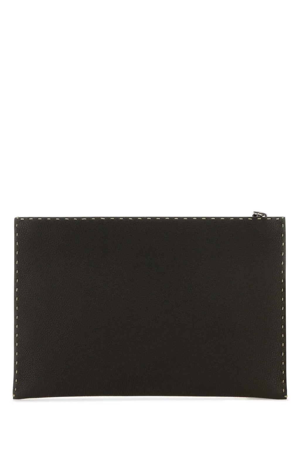 Fendi Men Dark Brown Leather Clutch