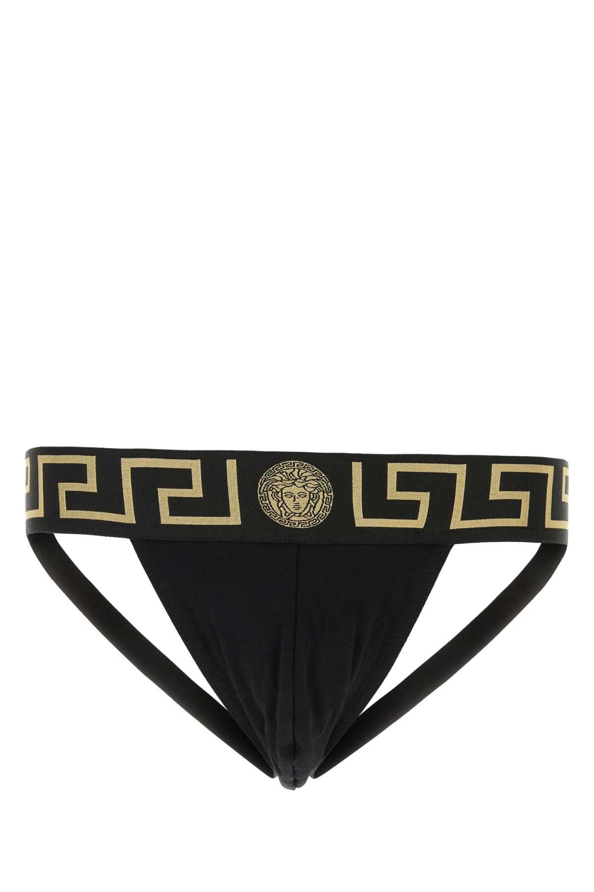 Versace Men Black Stretch Cotton Brief