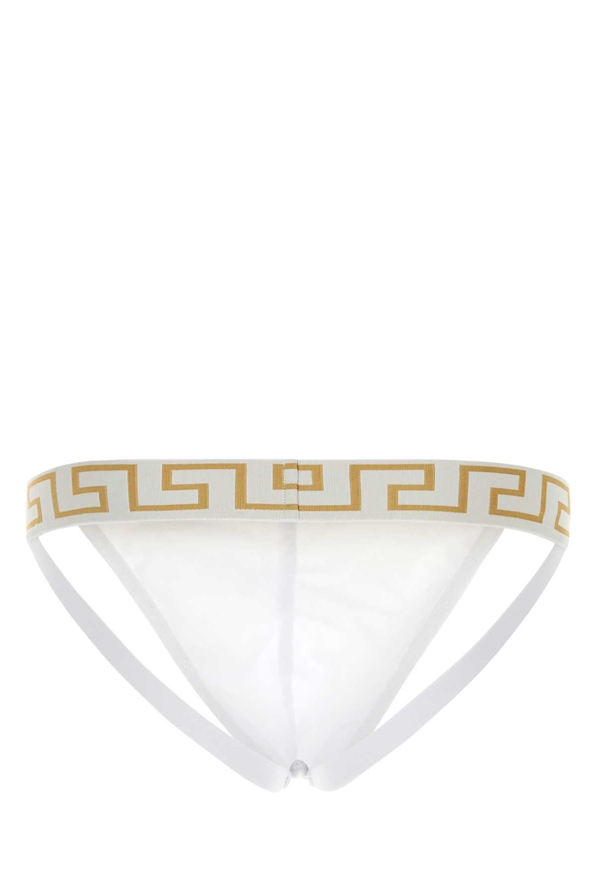 Versace Men White Stretch Cotton Brief