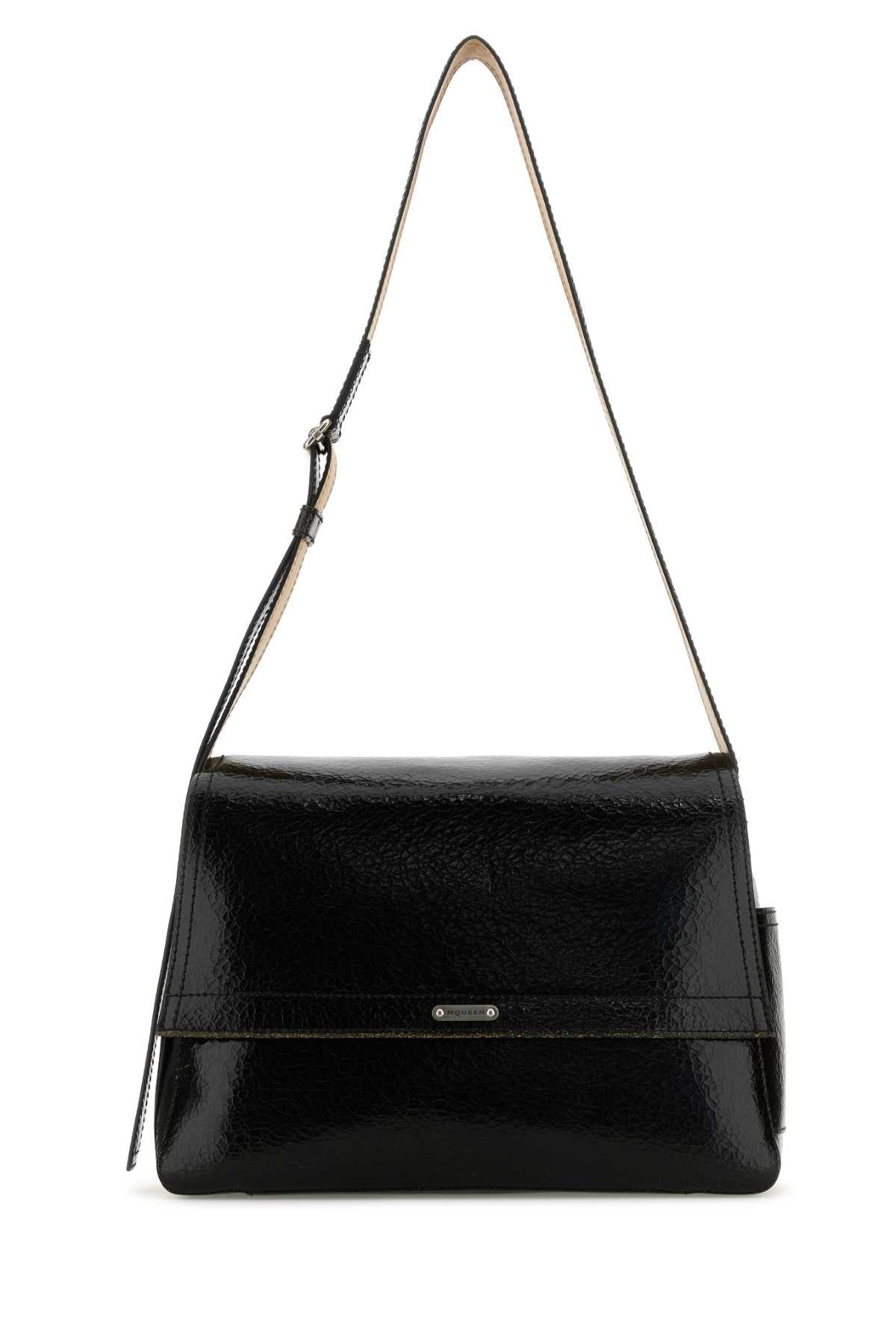 Alexander Mcqueen Men Black Leather The Slouch Crossbody Bag