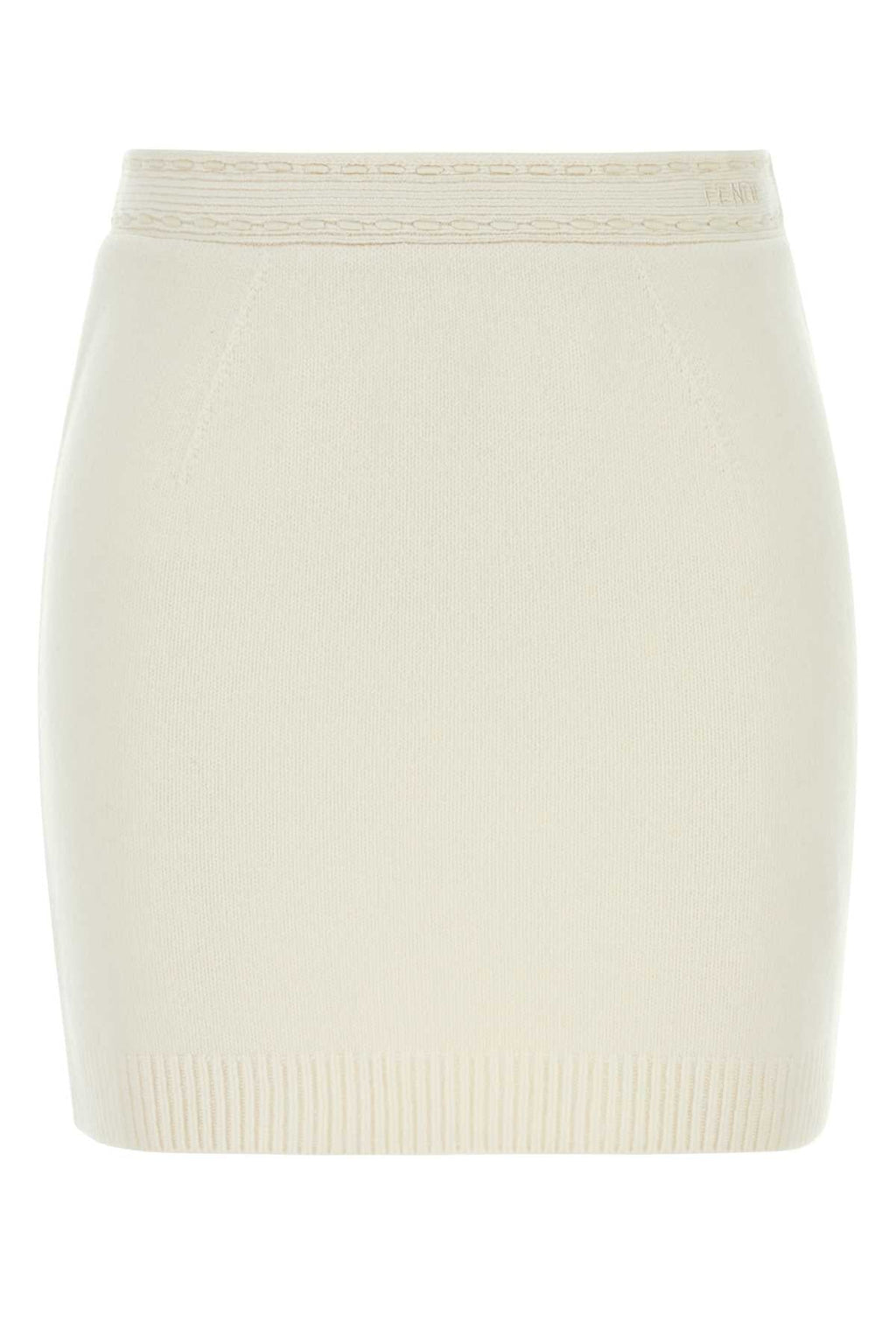 Fendi Women White Cashmere Blend Mini Skirt