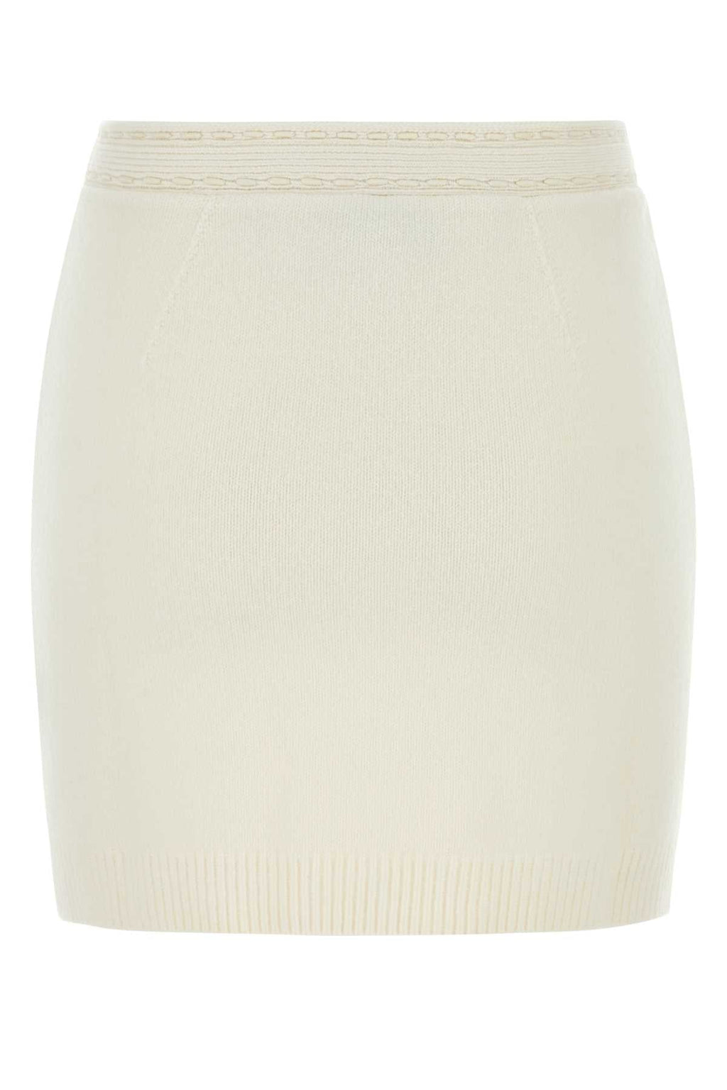 Fendi Women White Cashmere Blend Mini Skirt