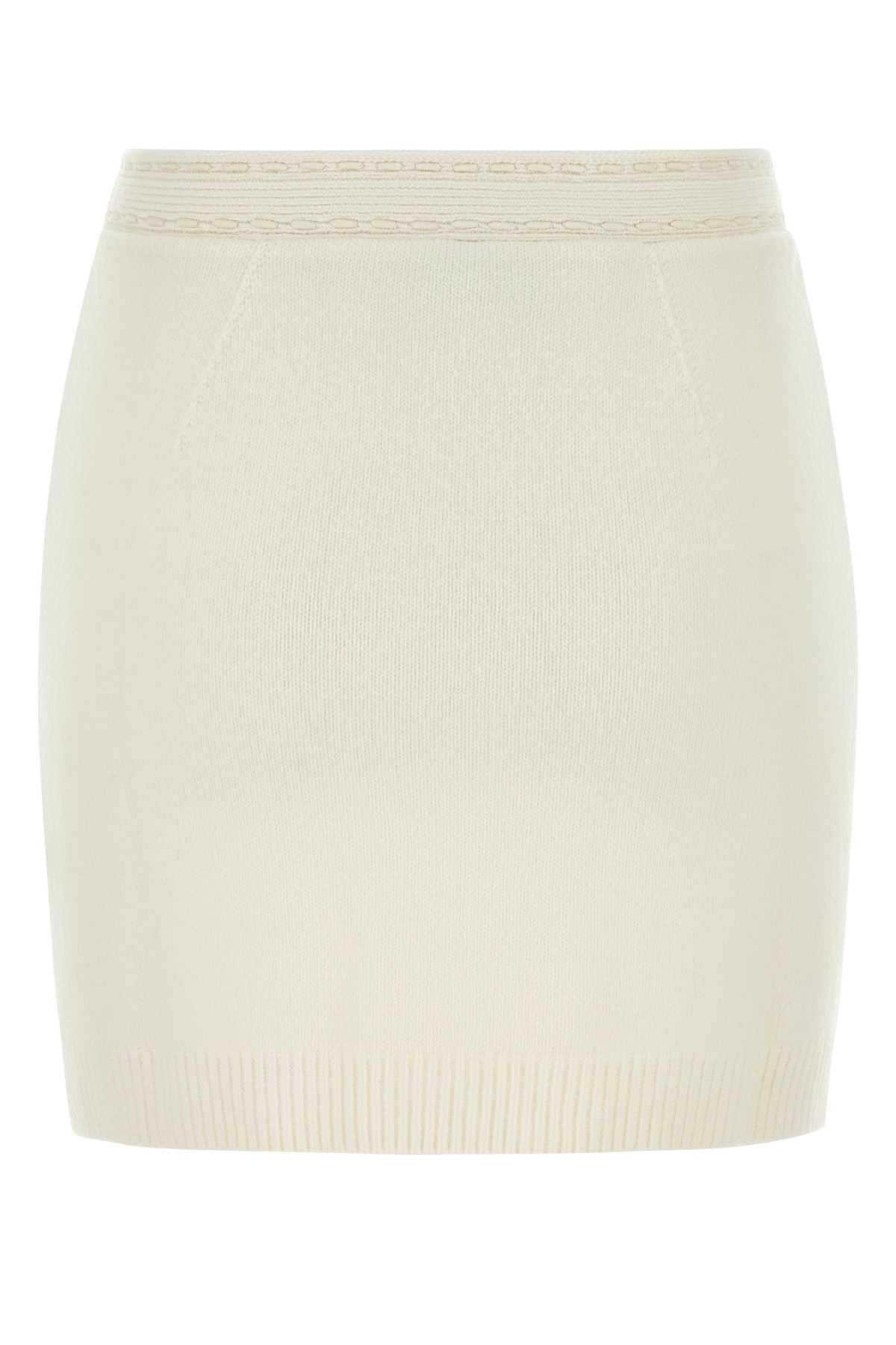 Fendi Women White Cashmere Blend Mini Skirt