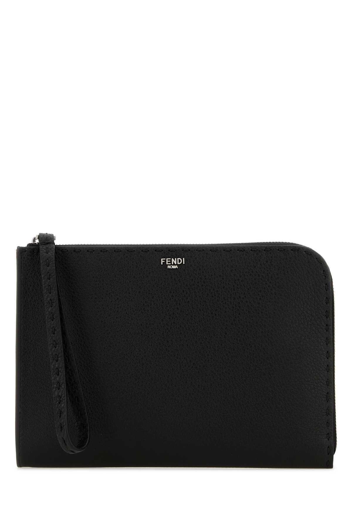 Fendi Men Black Leather Clutch