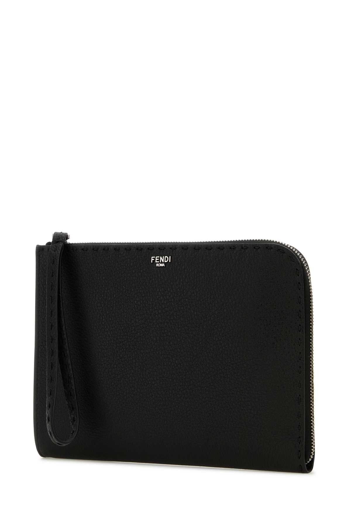 Fendi Men Black Leather Clutch