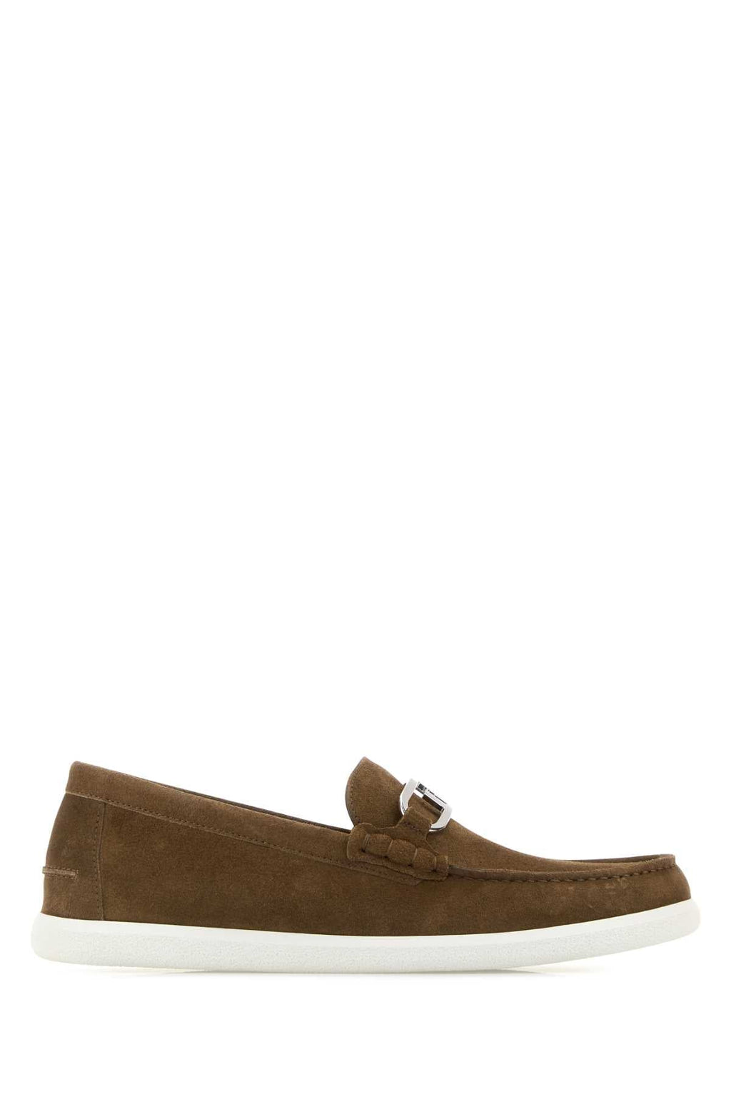 Fendi Men Brown Suede O Lock Light Loafersâ