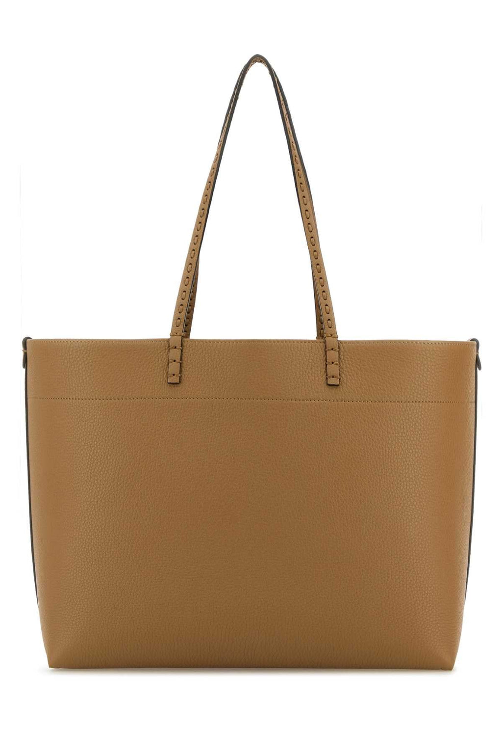Fendi Women Camel Leather Roll Shopping Bag