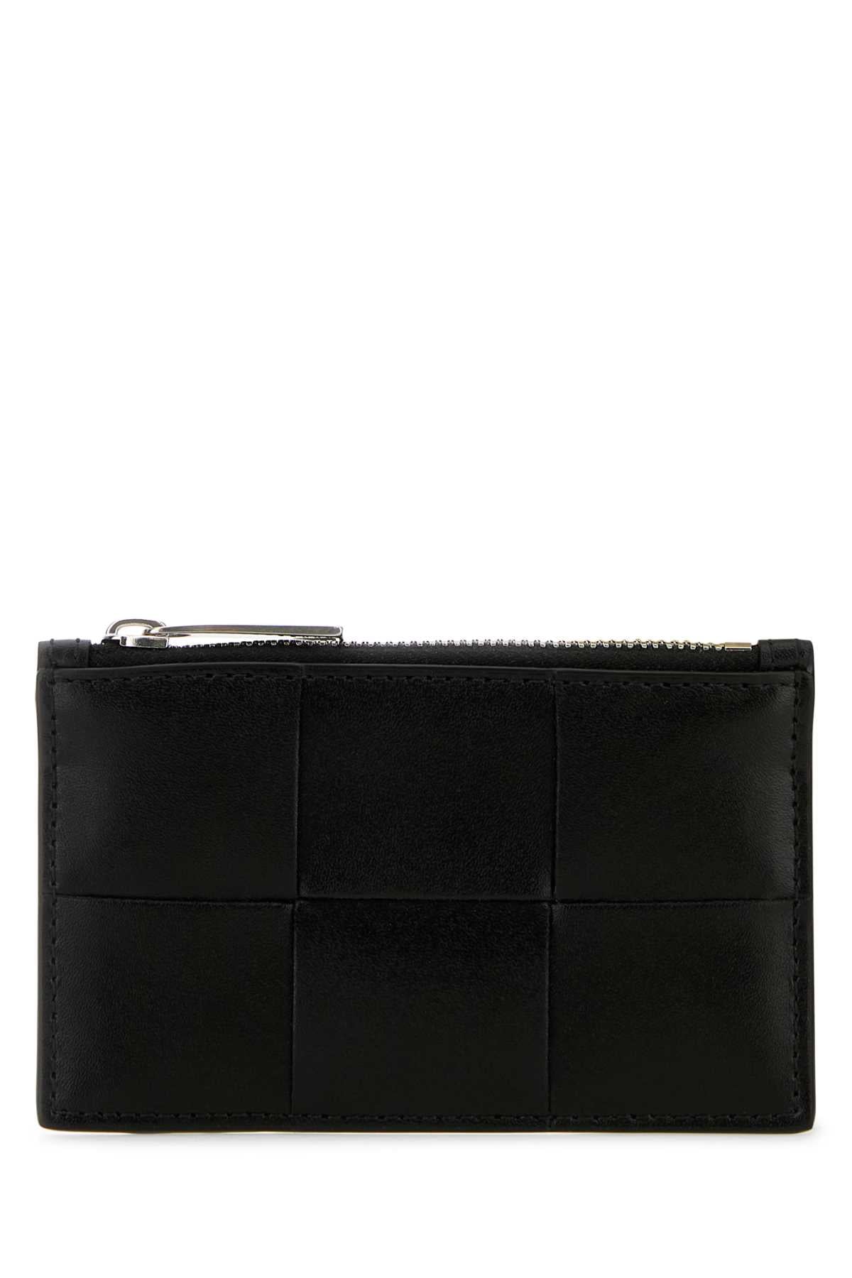 Bottega Veneta Men Black Leather Card Holder