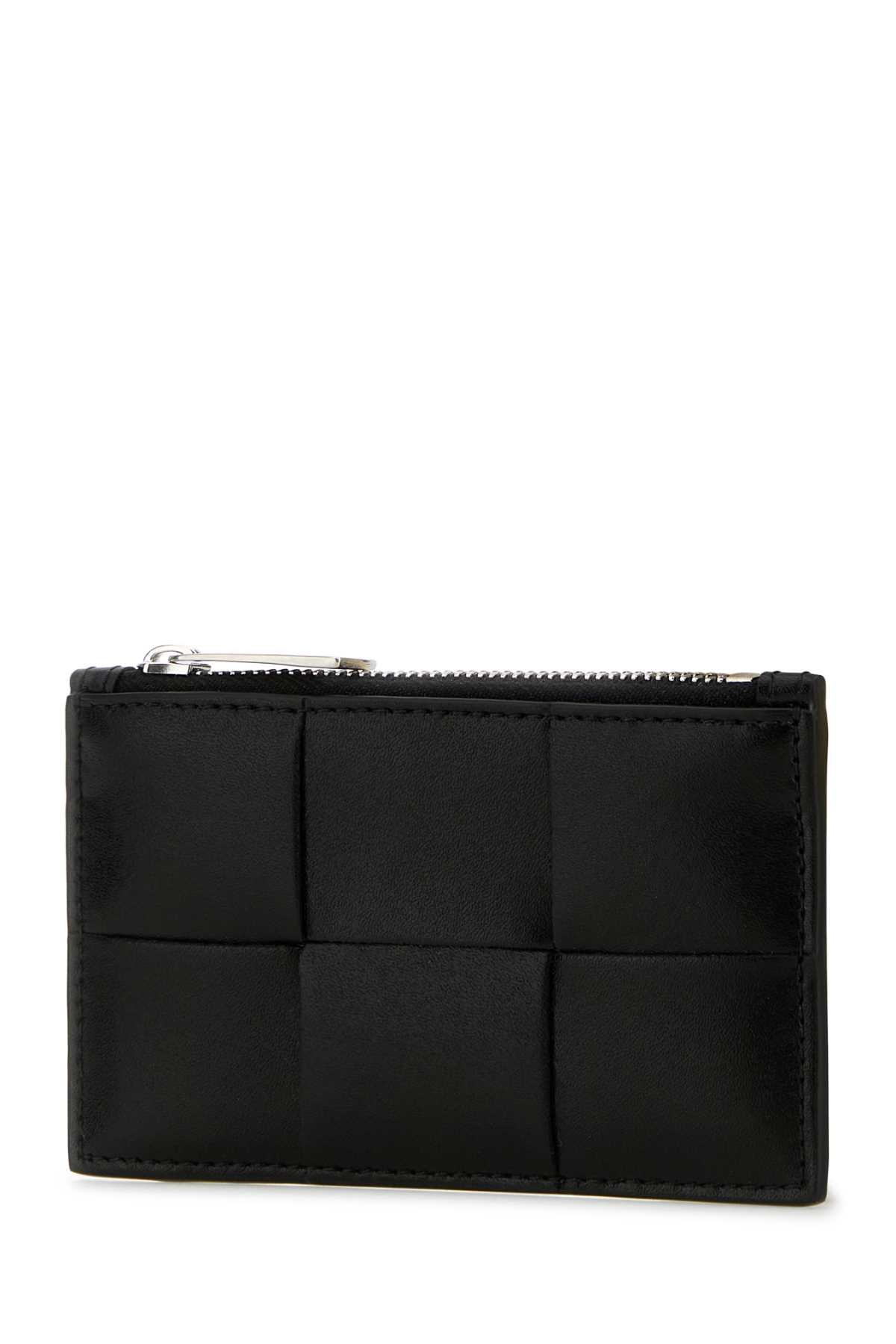 Bottega Veneta Men Black Leather Card Holder