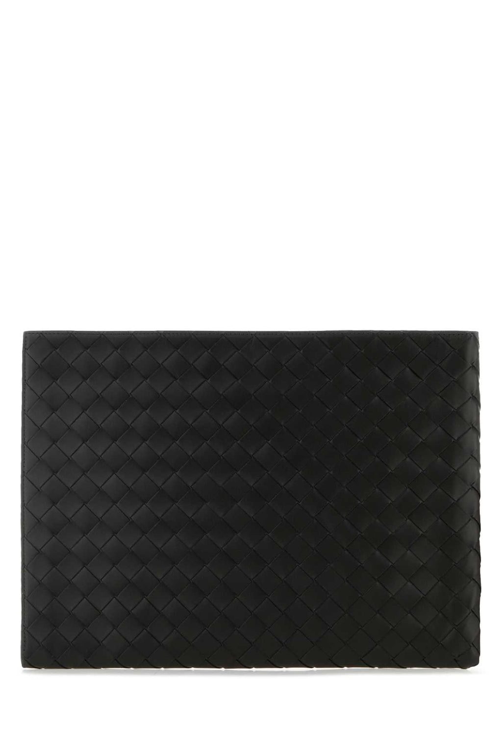 Bottega Veneta Men Black Leather Intrecciato Clutch