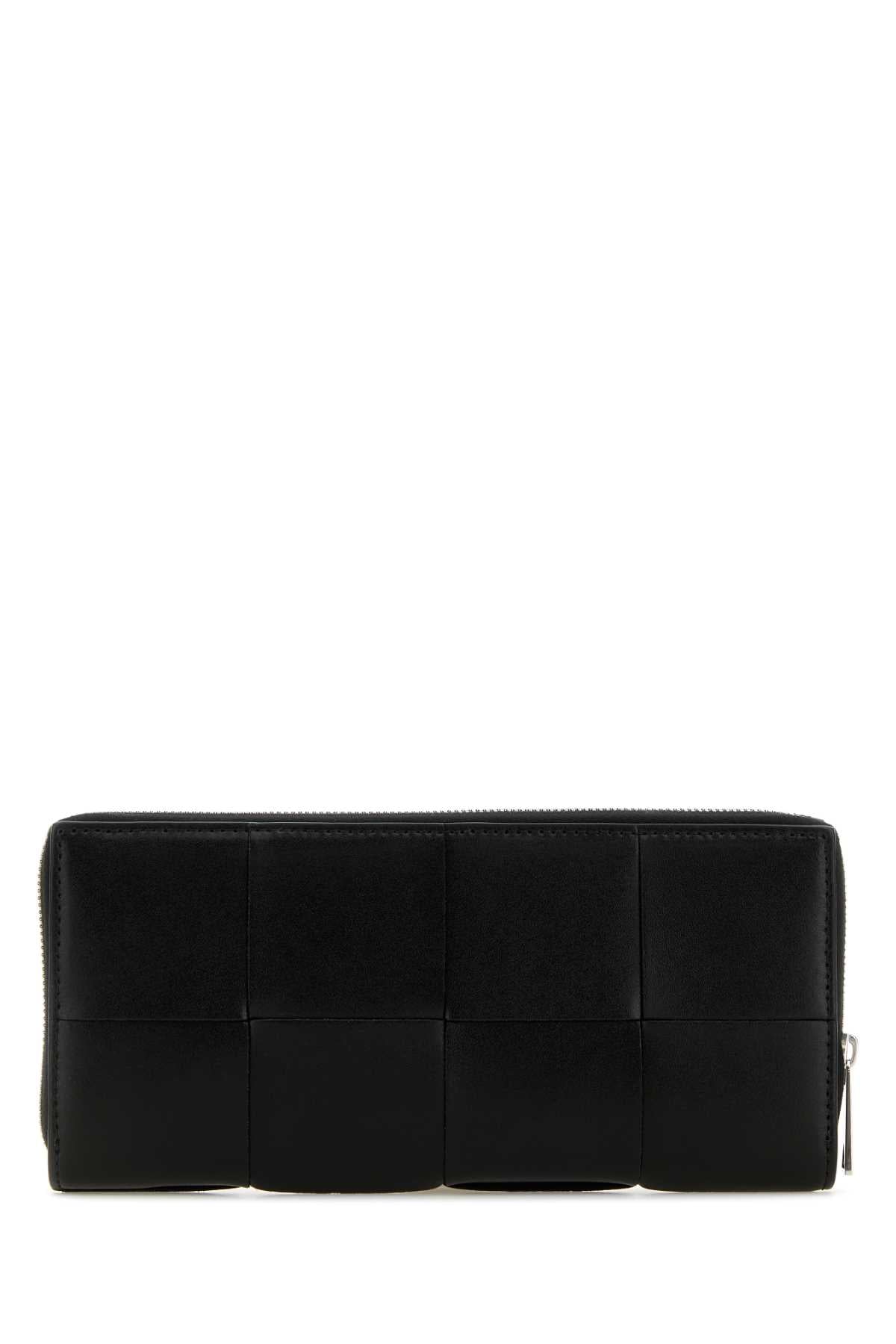 Bottega Veneta Men Black Leather Intrecciato Wallet