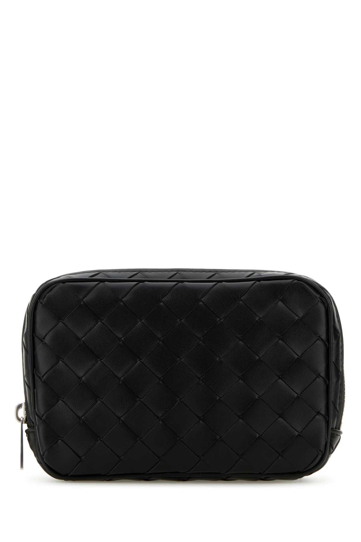 Bottega Veneta Men Black Leather Small Intrecciato Beauty Case
