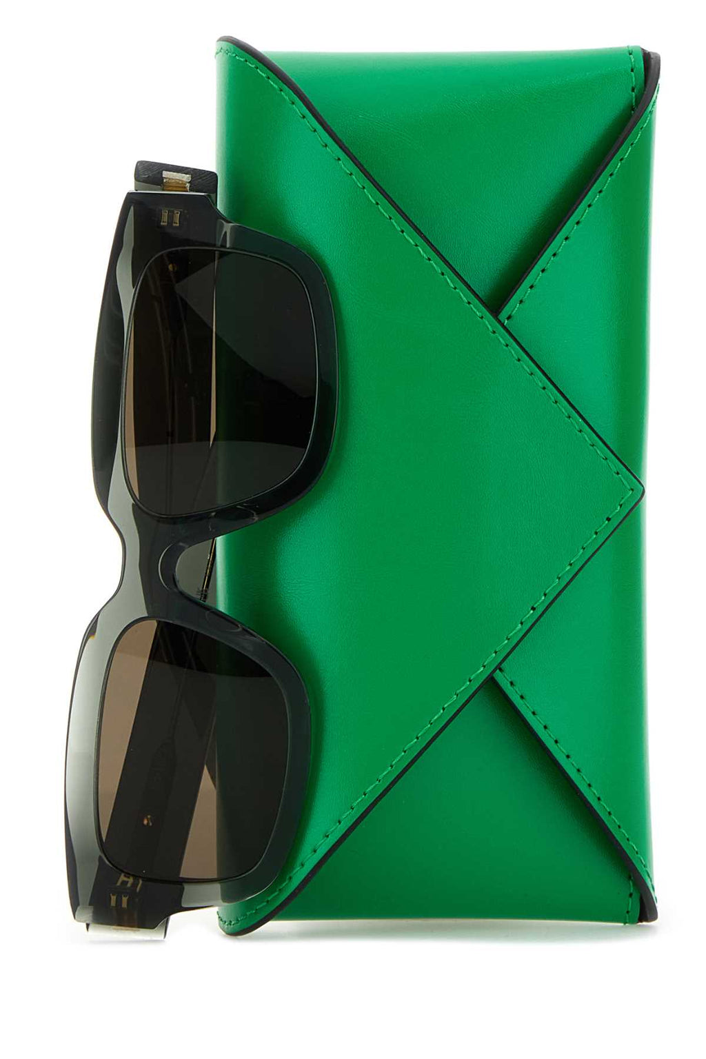 Bottega Veneta Women Dark Green Acetate Ultrathin Sunglasses