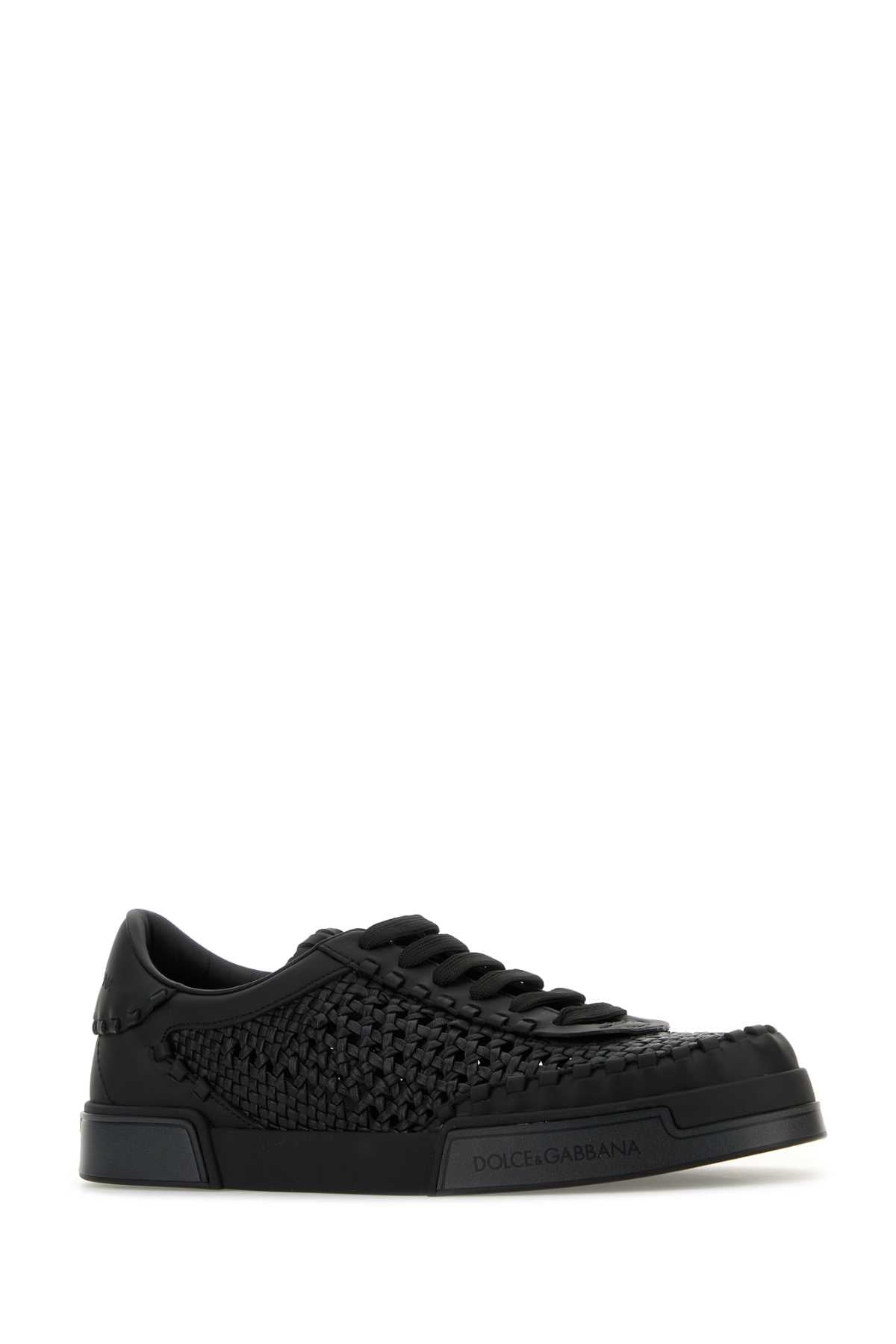 Dolce & Gabbana Men Black Leather Portofino Sneakers