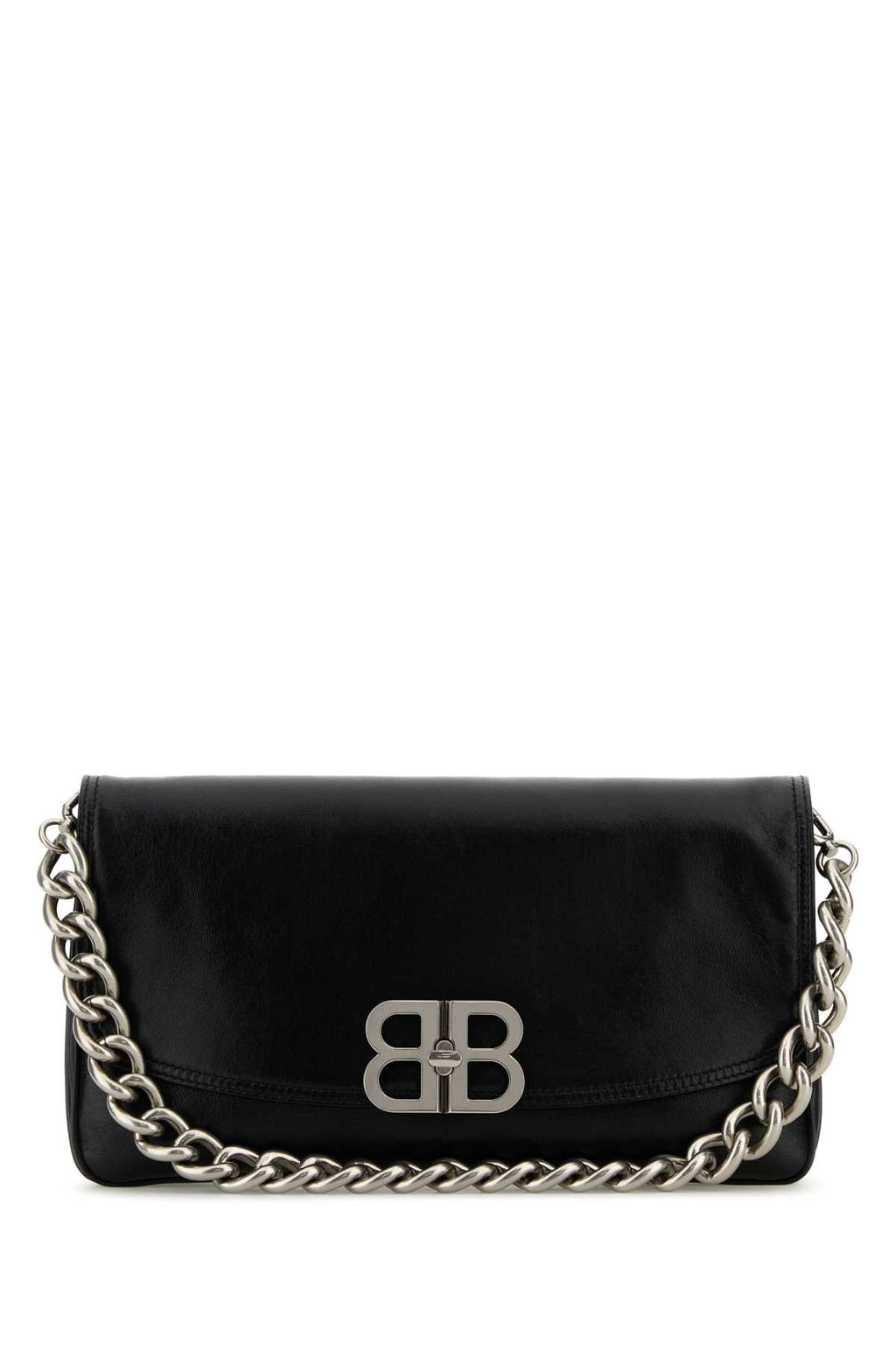 Balenciaga Women Black Leather Medium Bb Soft Shoulder Bag