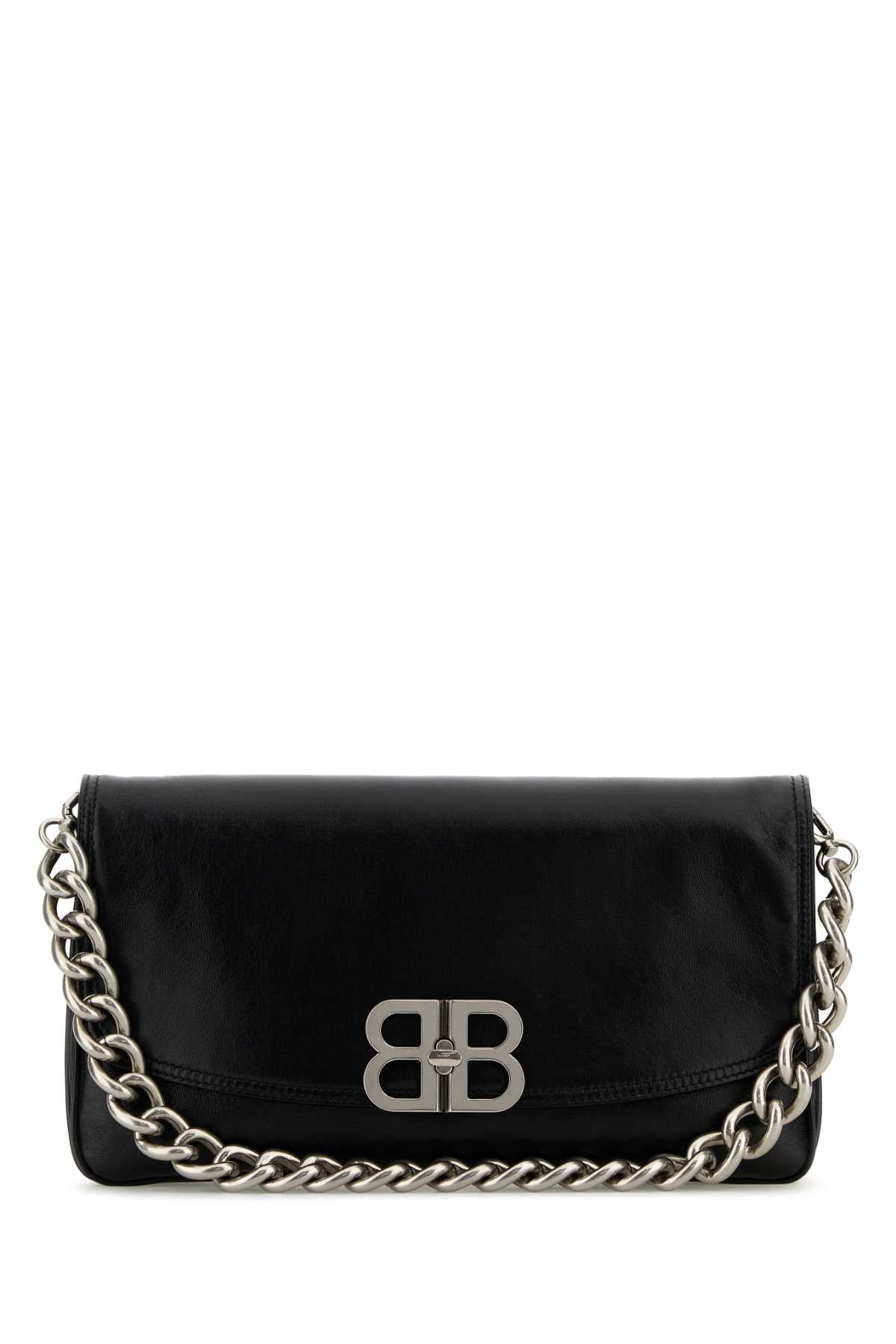 Balenciaga Women Black Leather Medium Bb Soft Shoulder Bag