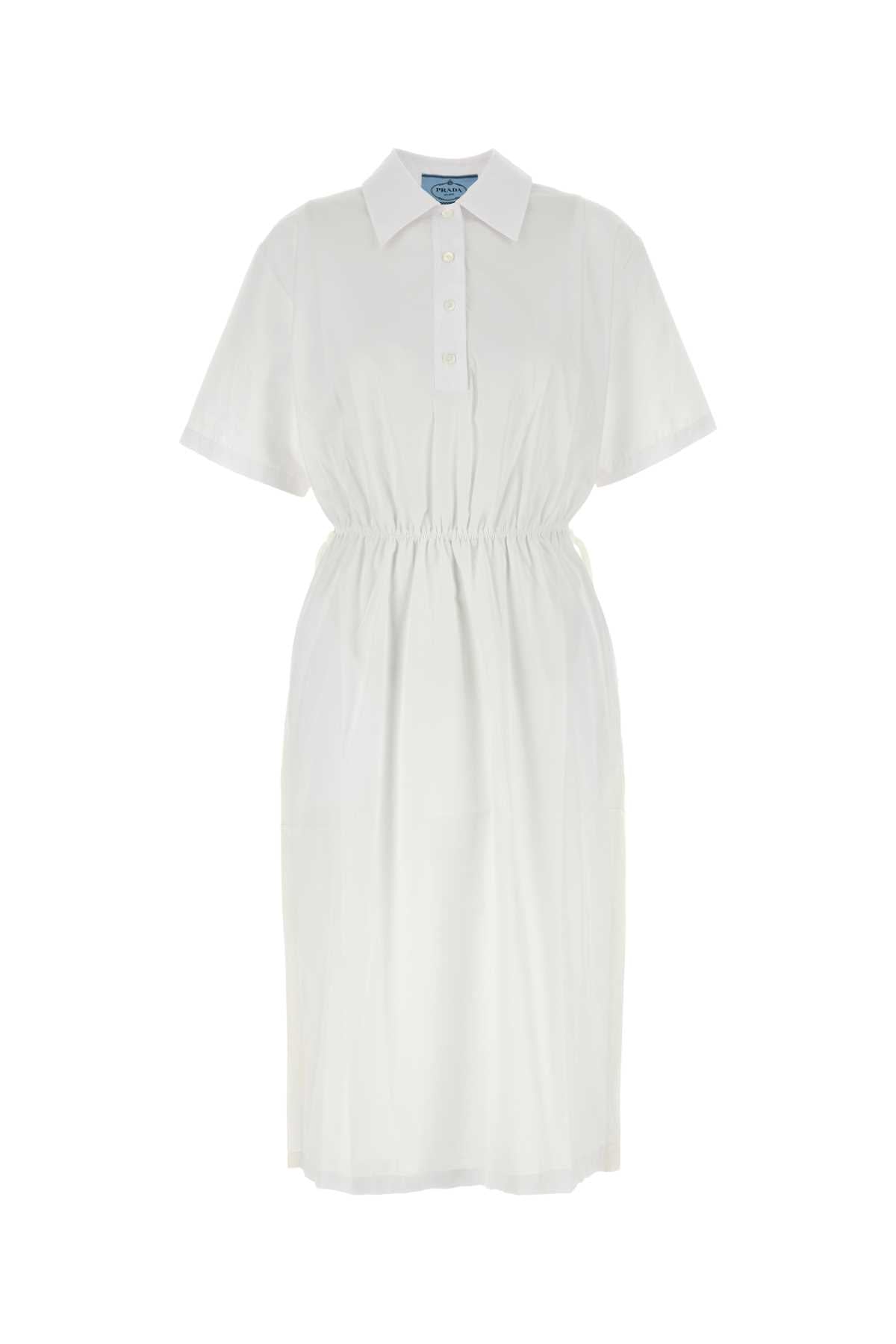 Prada Women White Poplin Shirt Dress