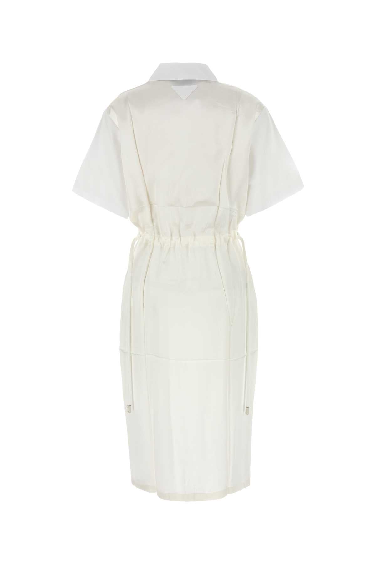 Prada Women White Poplin Shirt Dress