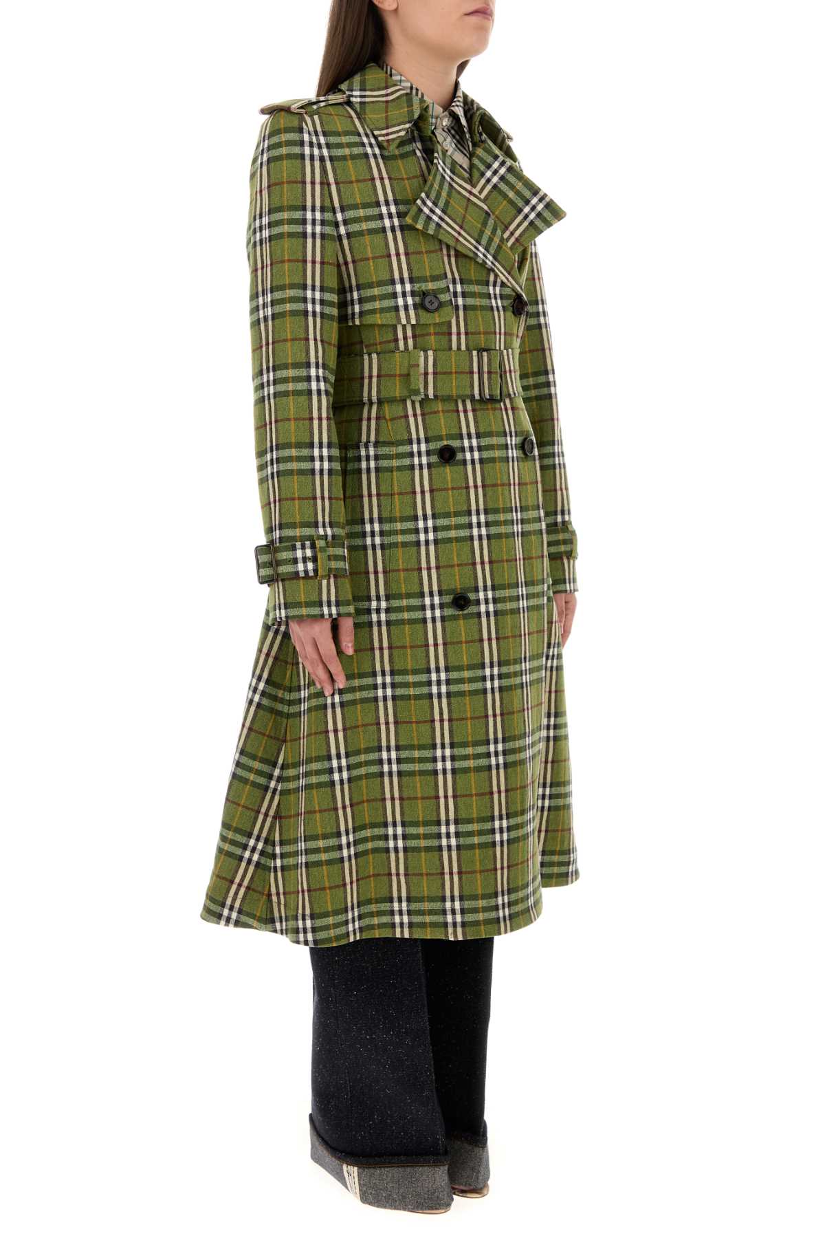 Burberry Women Embroidered Stretch Linen Trench Coat