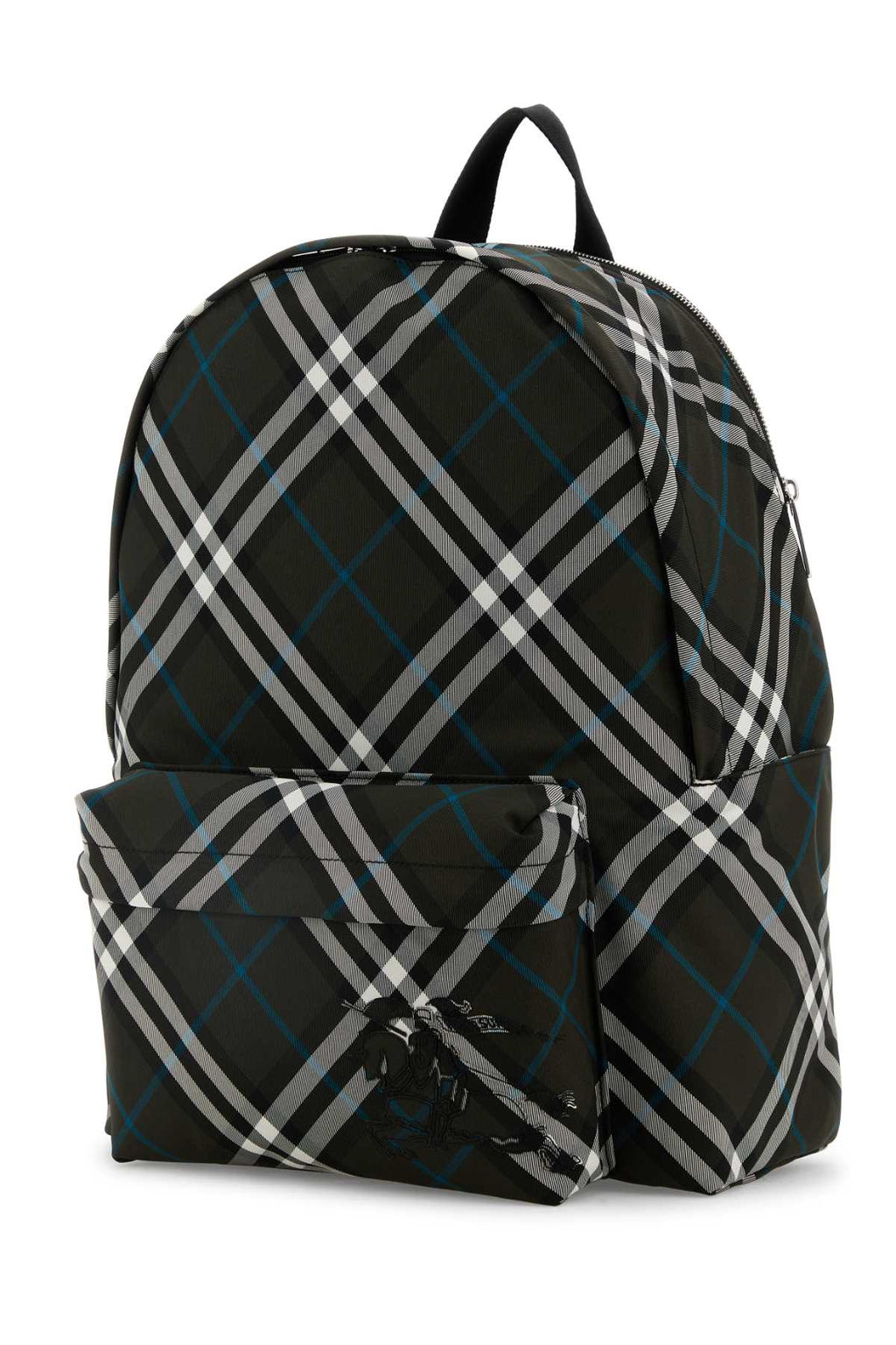 Burberry Men Embroidered Fabric Check Backpack