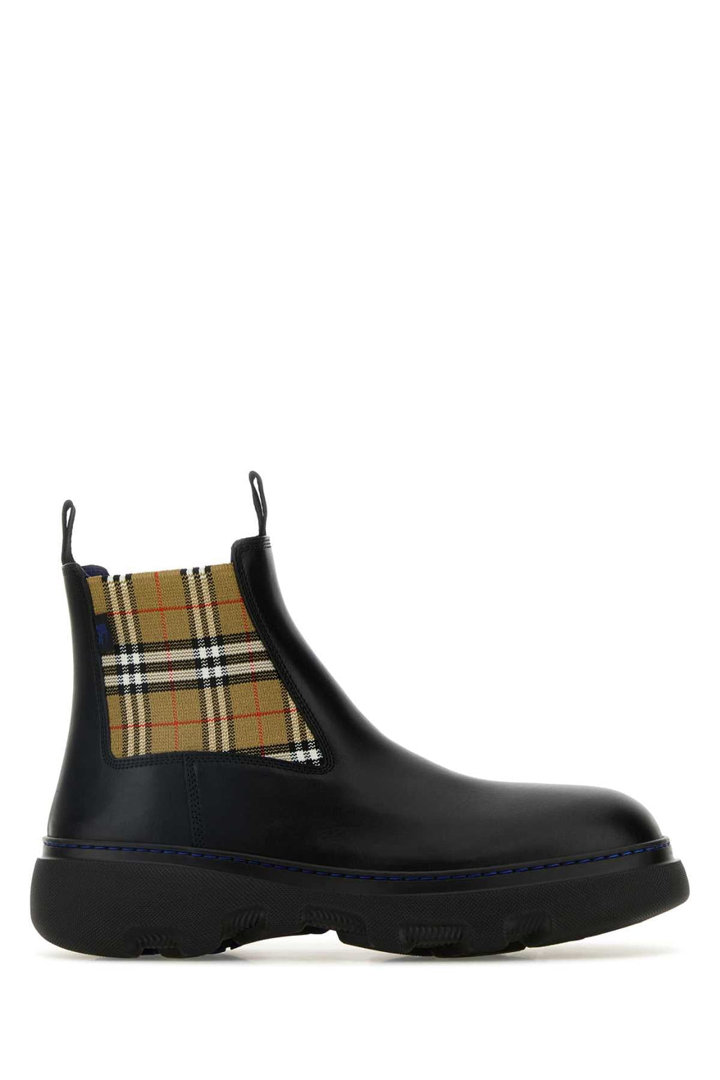 Burberry Men Black Leather Ankle Boots