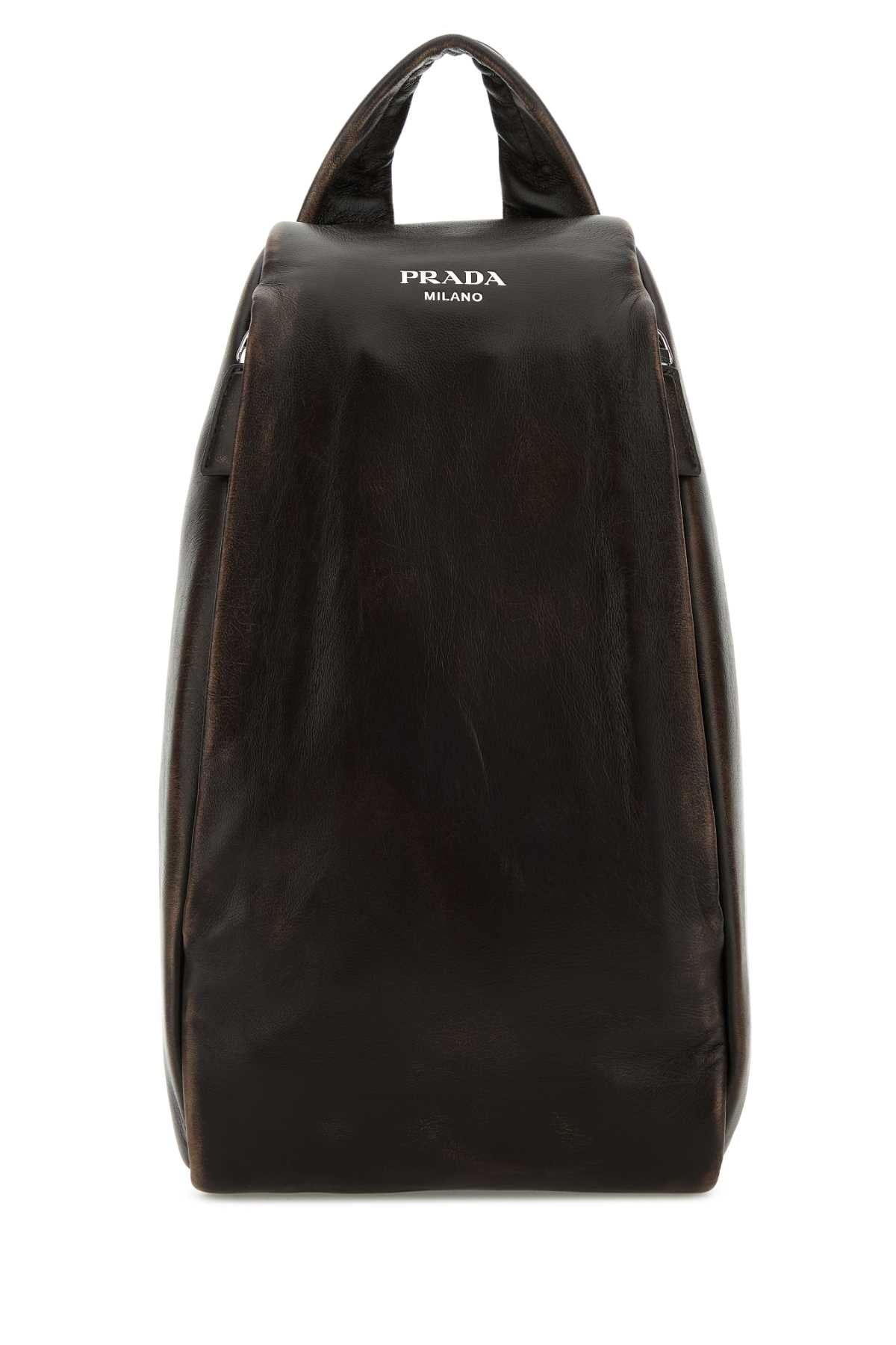 Prada Men Dark Brown Nappa Leather Backpack